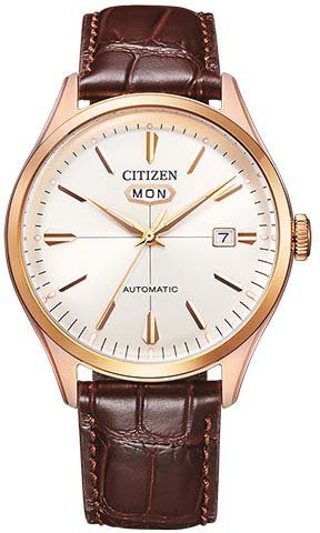 Citizen Automatikuhr Crystal Seven NH8393-05AC, Armbanduhr, Mechanische Uhr, Herrenuhr, Datum, Lederarmband