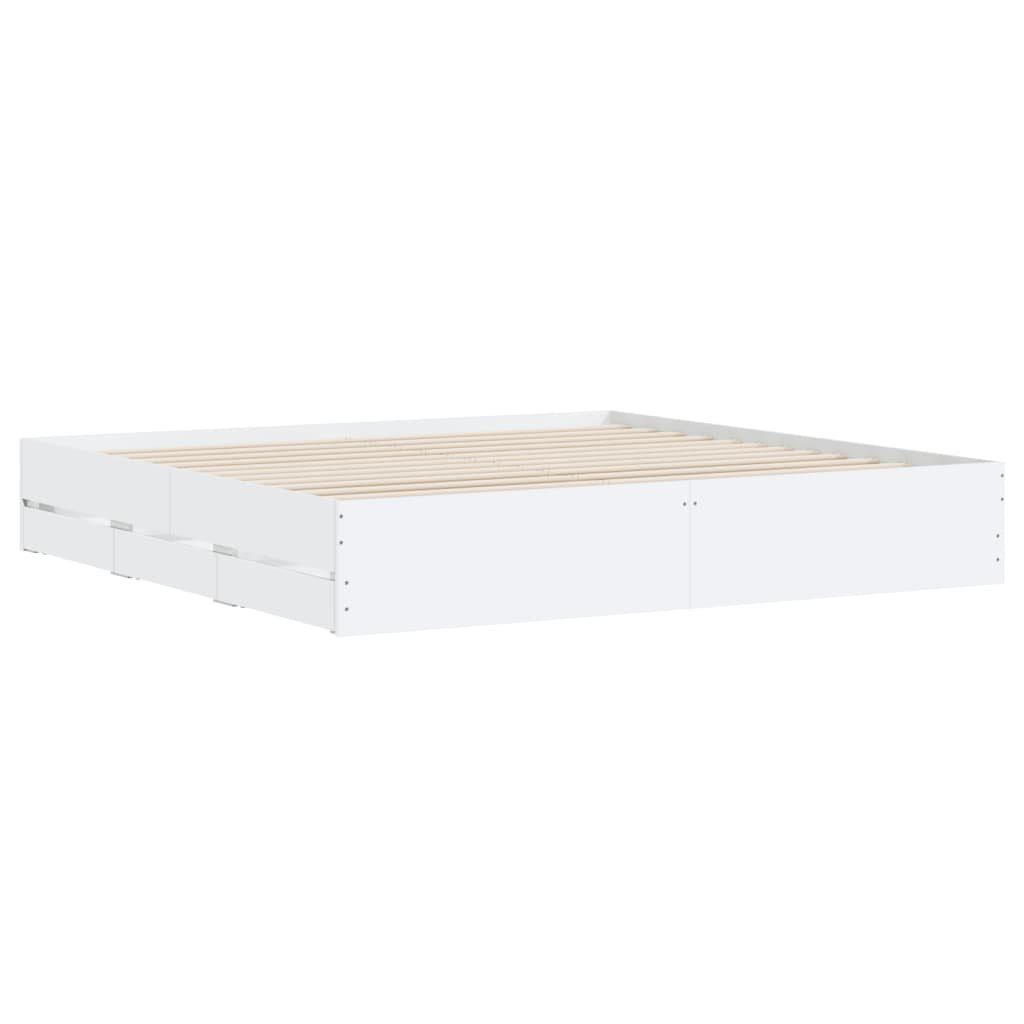 vidaXL Bettgestell 200 x 200 cm Bettgestell mit Schubladen Weiß 200x200 cm Spanplatte Bet