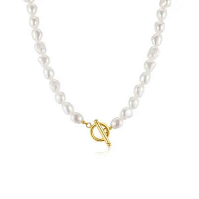 ROUGEMONT Perlenkette Handgefertigte Damen Perlen Halskette aus Süßwasserperlen