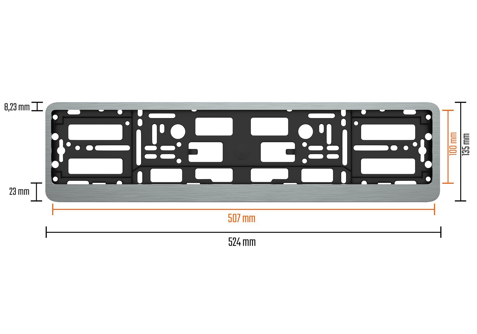 L & P Car Design Kennzeichenhalter für Auto Edelstahl gebürstet Premium Kennzeichenhalter V2A, (2 Stück)