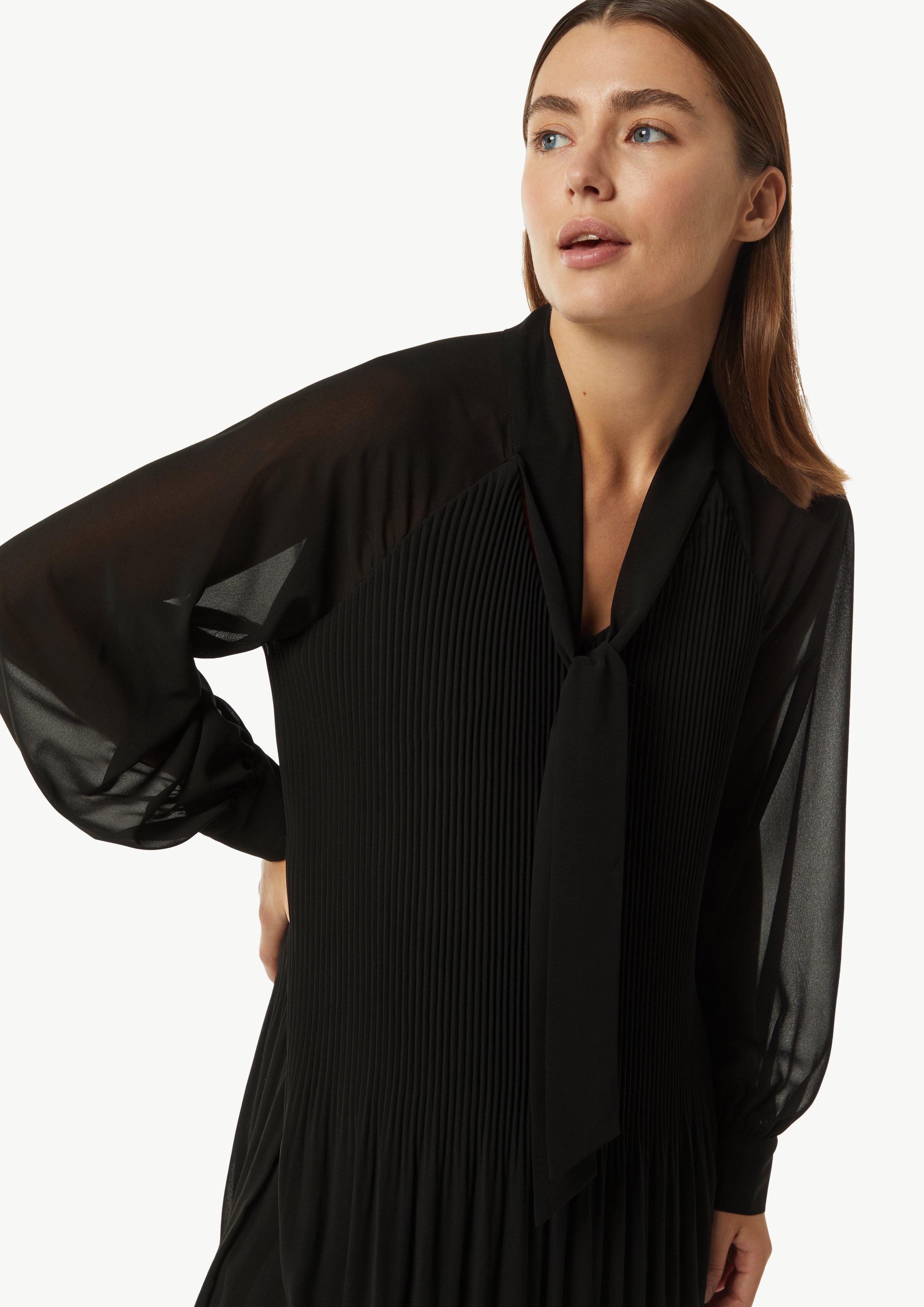 Comma Minikleid Plissiertes Chiffon-Kleid mit Schleifen-Detail günstig online kaufen