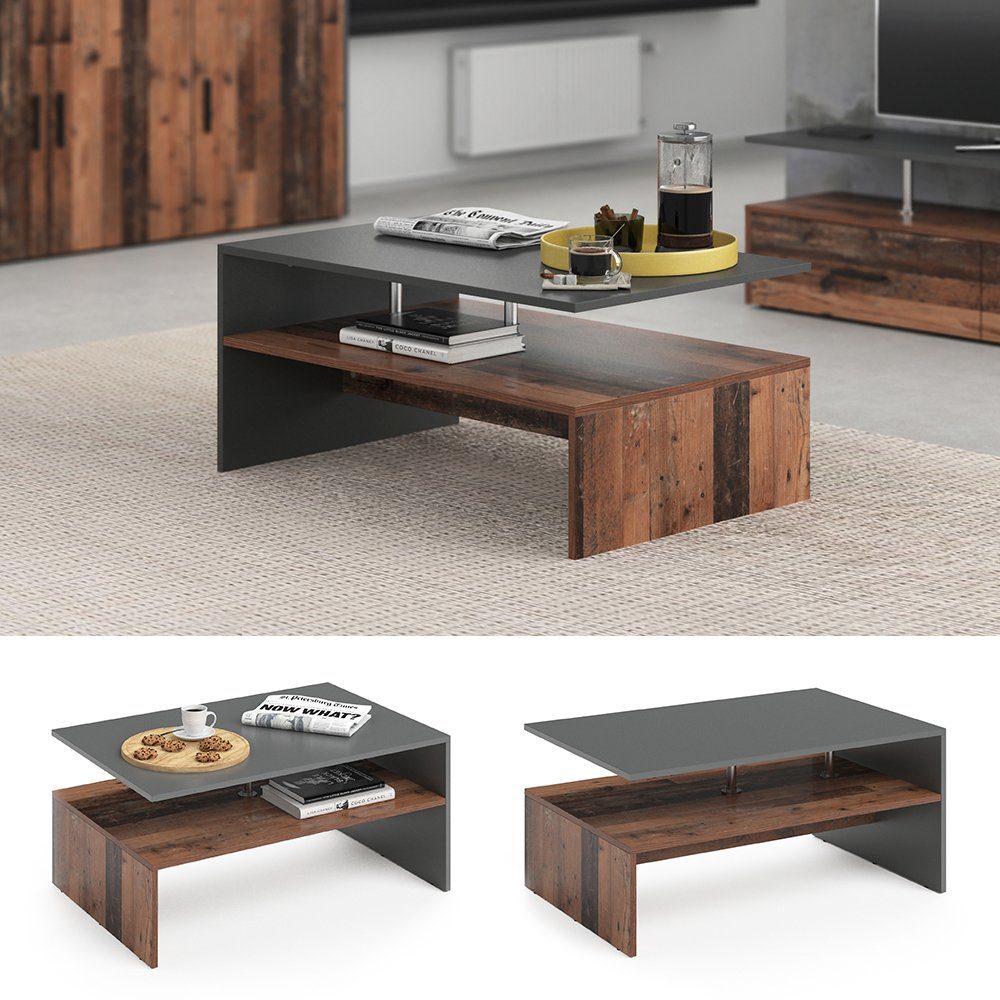 Vicco Couchtisch Amato, Anthrazit/Goldkraft Eiche, 90 günstig online kaufen