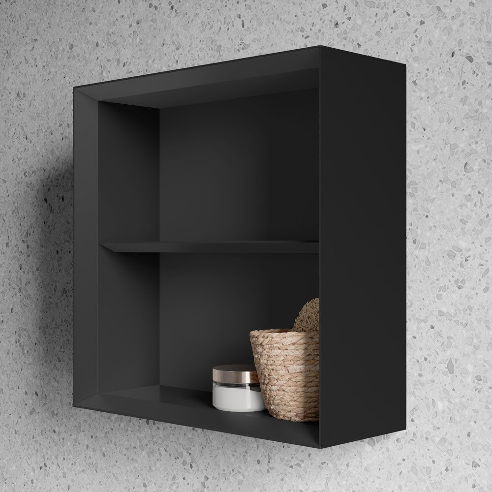 Bernstein Wandregal ARCTIC 480 Schwarz Softtouch, Schwarz softmatt; Innendekor Anthrazit softmatt; 1 fester Einlegeboden