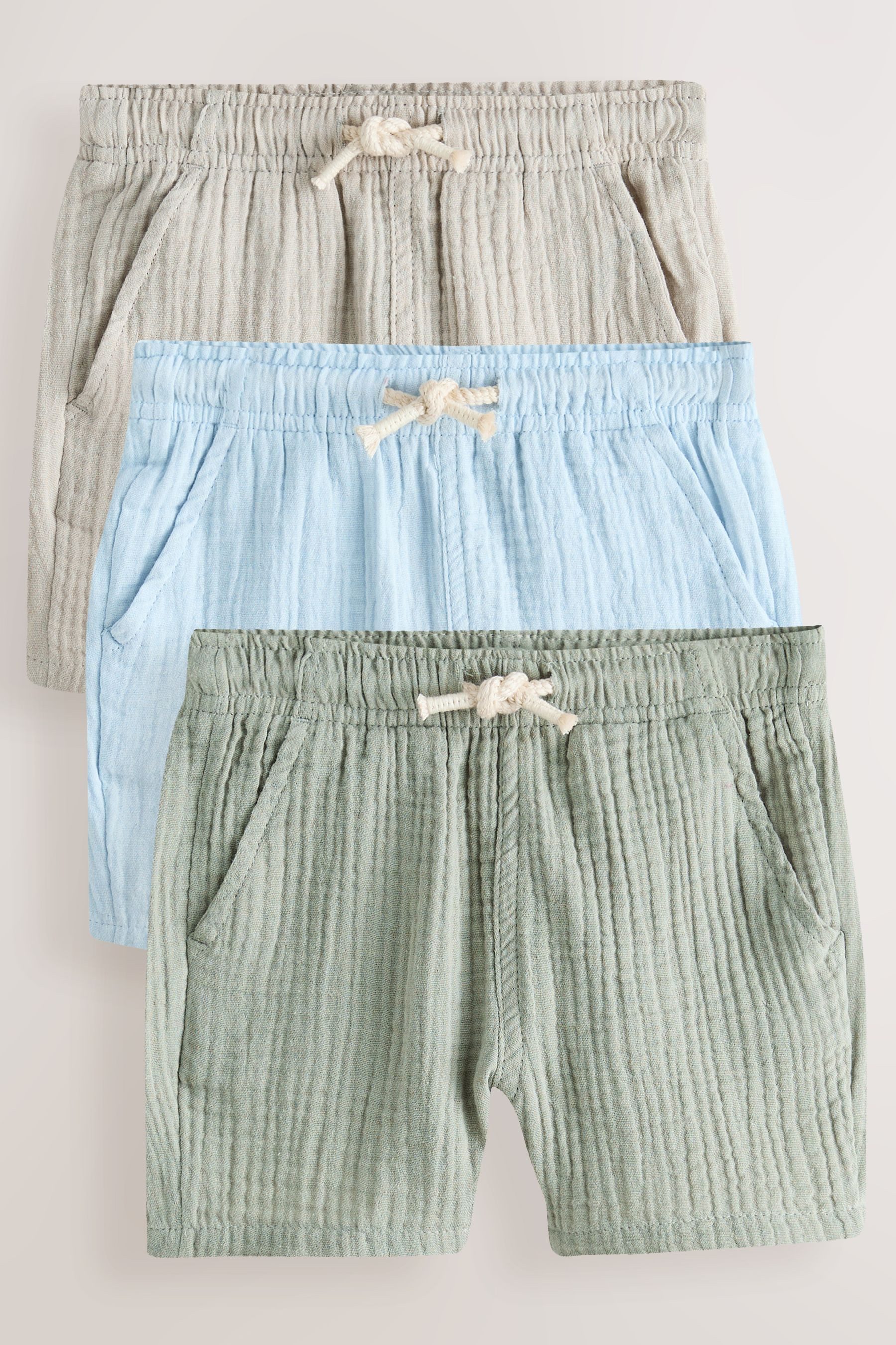 Next Shorts Weiche, strukturierte Schlupfshorts im 3er-Pack (3-tlg)