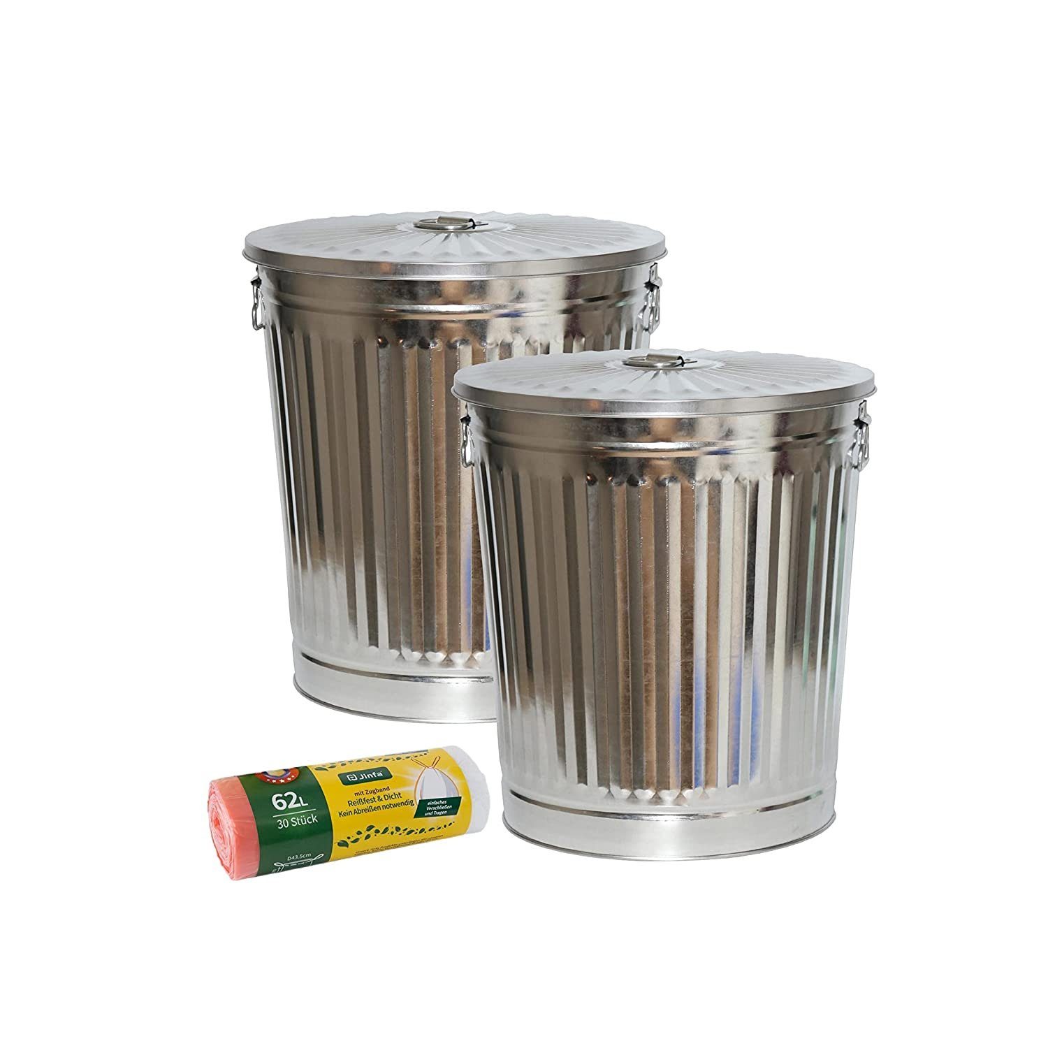 Jinfa Mülleimer Jinfa Mülleimer Vintage mit Deckel Abfalltonne + Müllbeutel