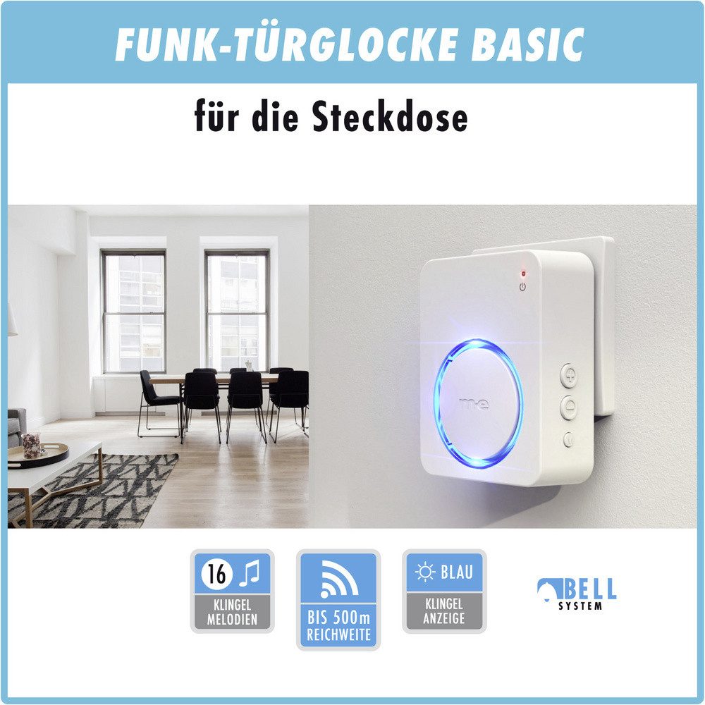 m-e Türklingel m-e modern-electronics 100152 Funkklingel Komplett-Set beleuchtet, kla