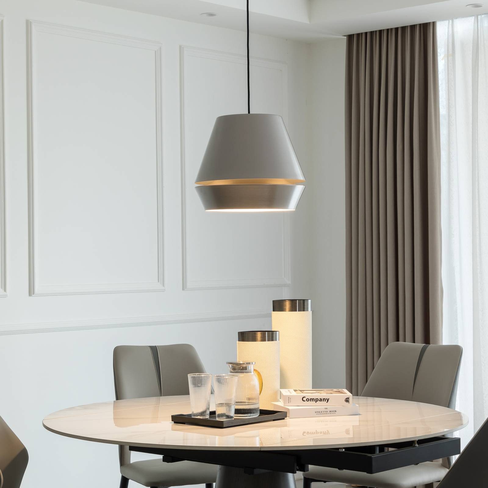 Lucande Hängeleuchte Mynoria, LED, Metall, Alu warmweiß IP20, LED 10,5 W gesamt, warmweiß