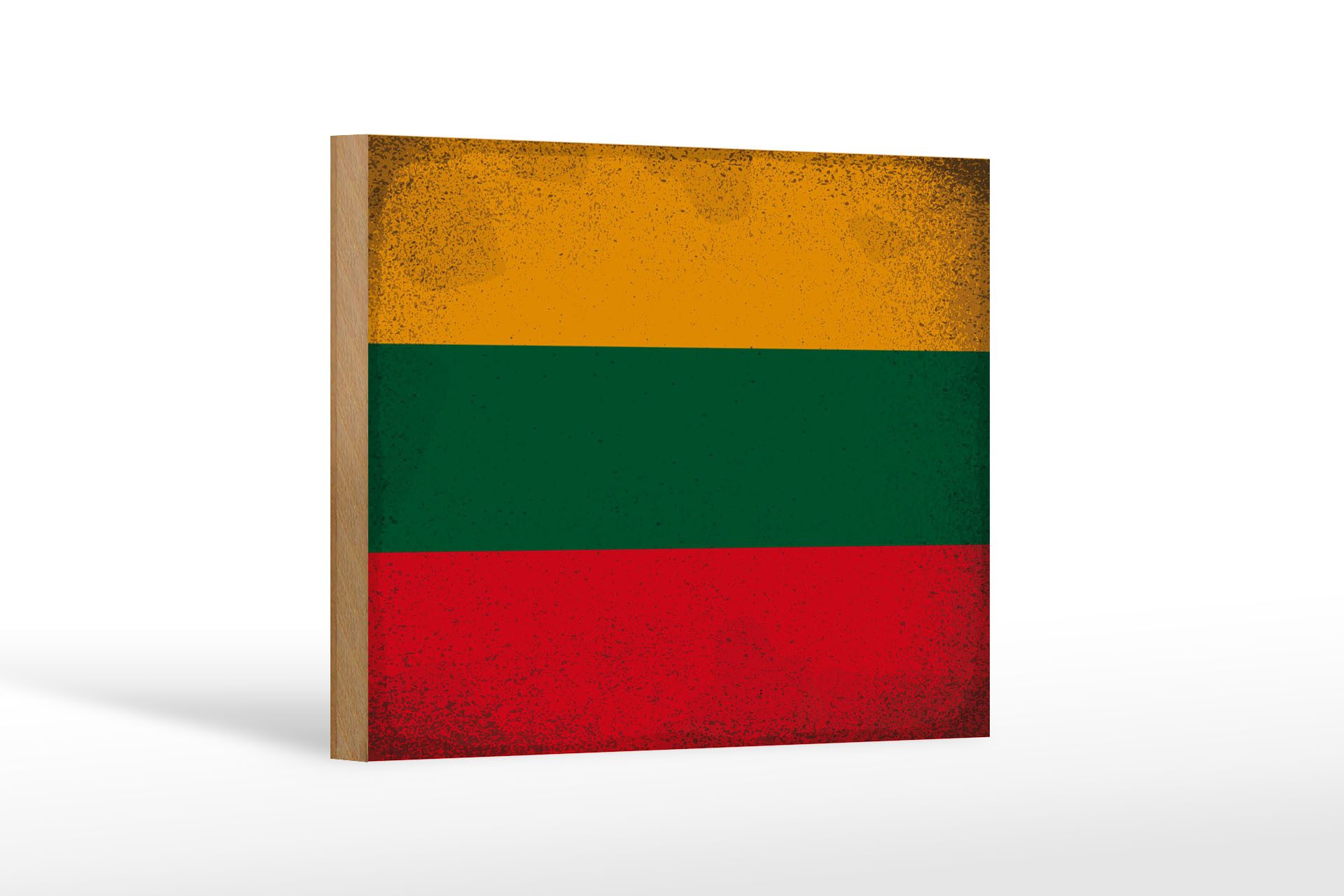Femer GmbH Holzbild Flagge Litauen 18x12 cm Flag Lithuania Vintage, Flaggen (1 St), Glatte Holzfaserplatte (MDF), vorn beschichtet