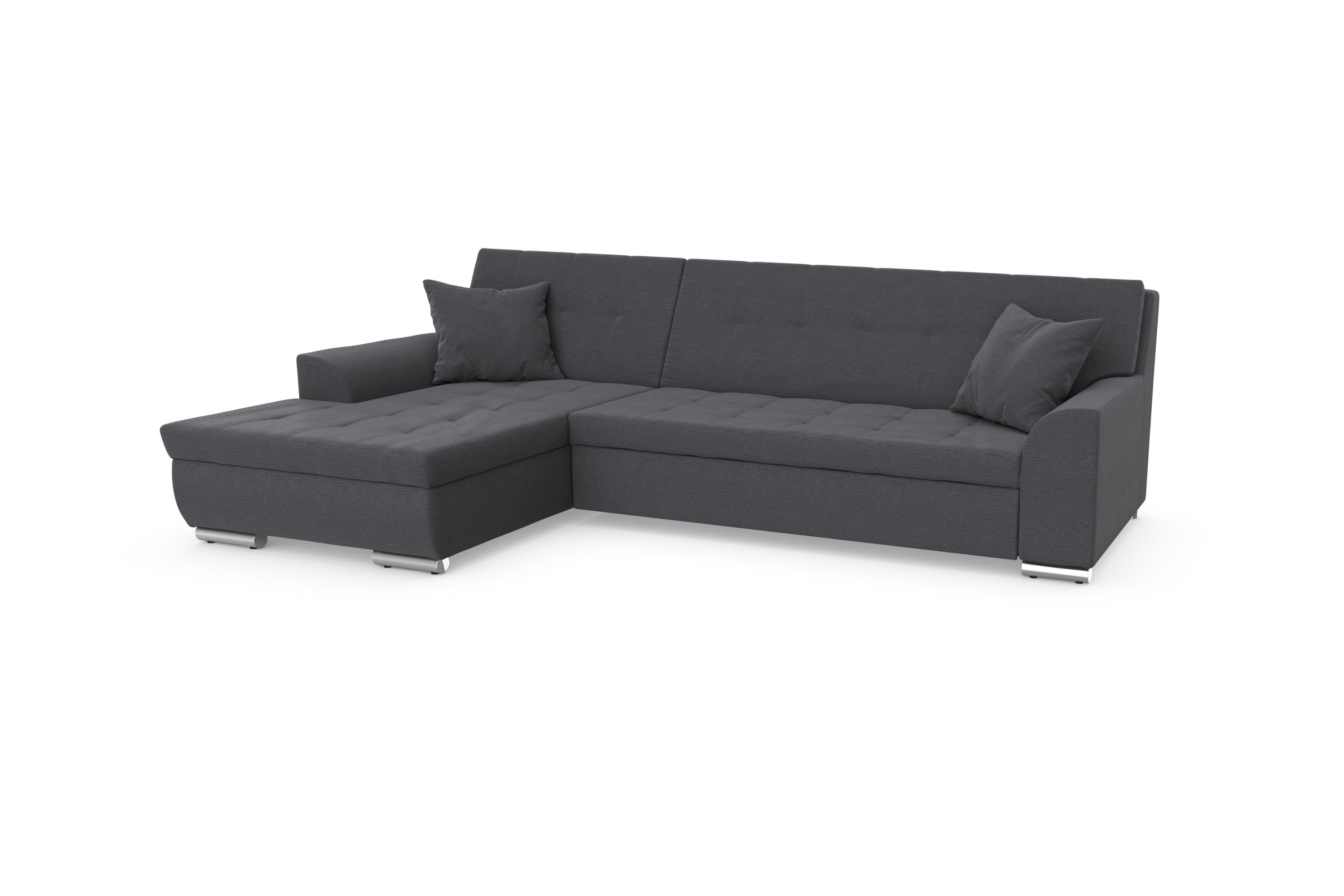 DOMO collection Ecksofa Treviso viele Bezüge, auch in Cord, L-Form, B/T/H: 267/80/83 cm, wahlw. mit Bettfunktion, inkl. Zierkissen, Unser Dauertiefpreis