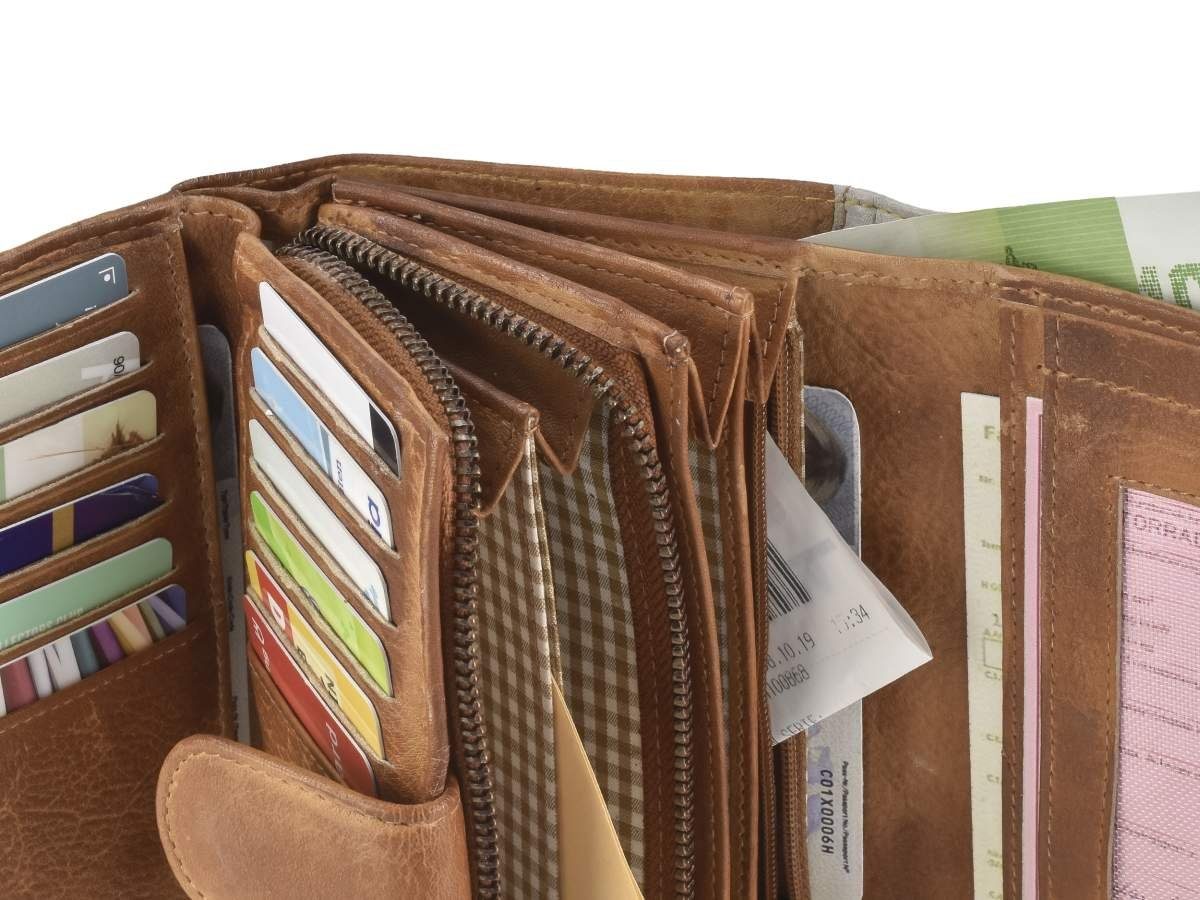 Mika Geldbörse Color, Damenbörse, bunt, 12 Kartenfächer, Portemonnaie, 15x10cm