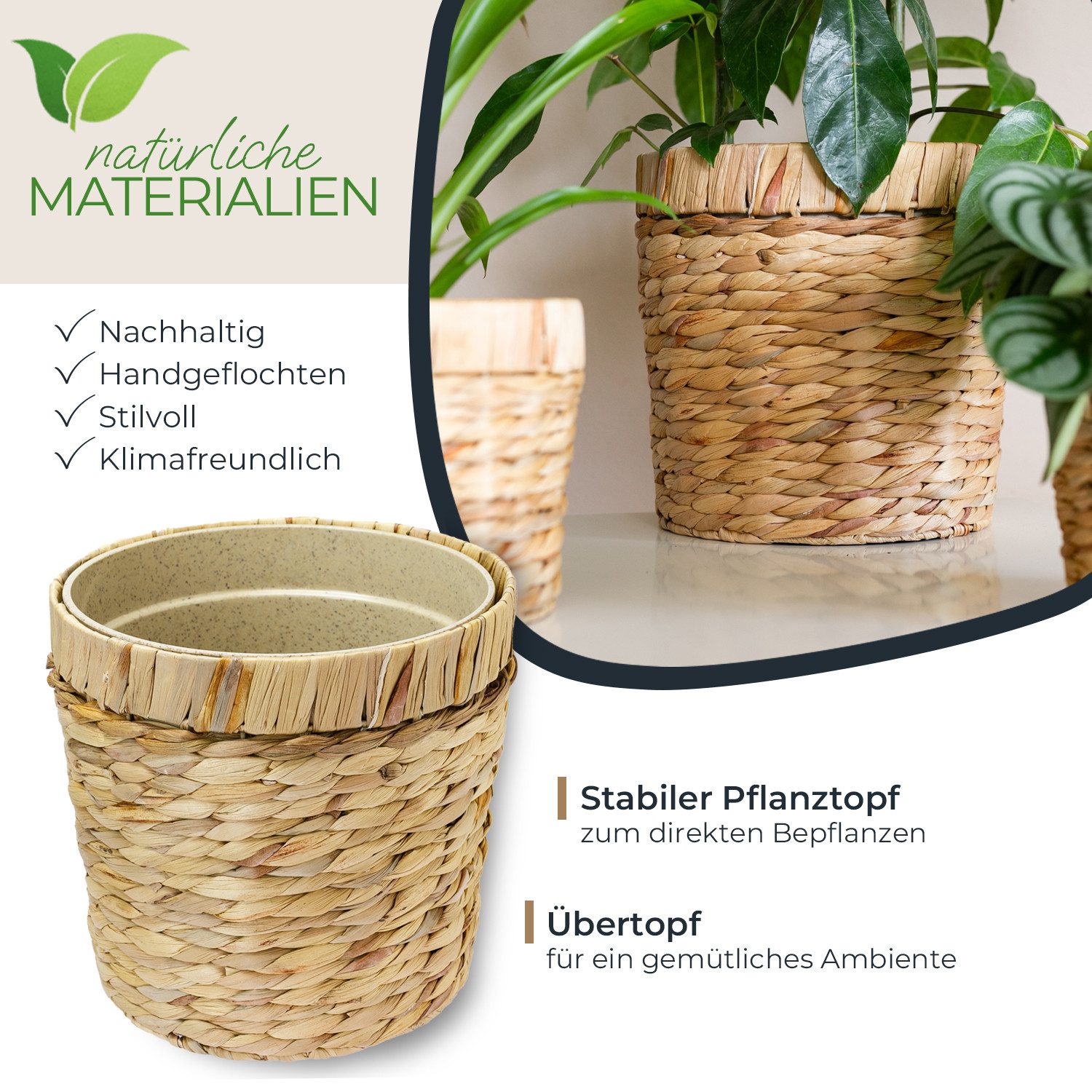 HMF Wasserhyazinthentopf Innovativer Blumentopf geflochten aus günstig online kaufen
