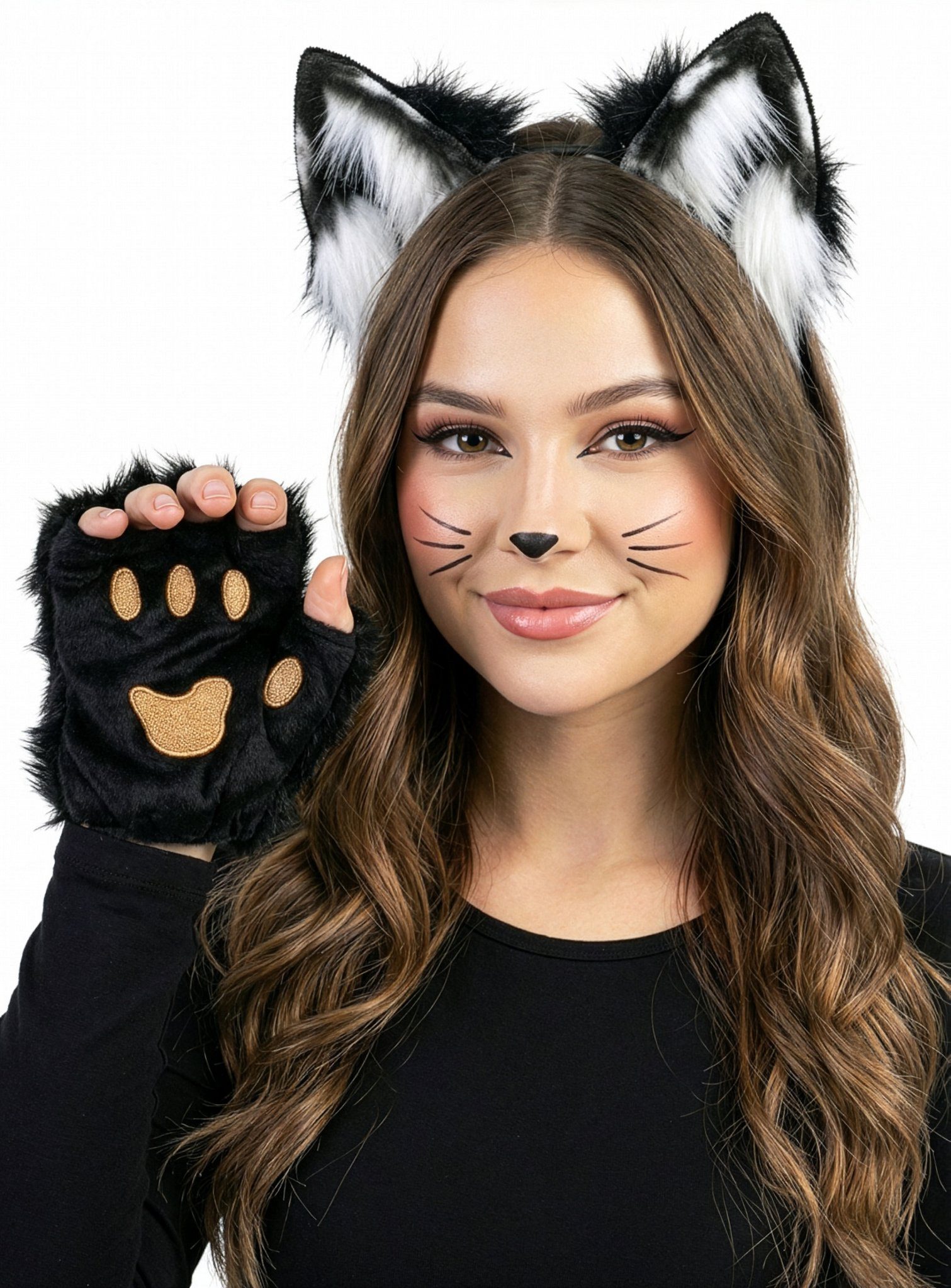 Metamorph Kostüm Katze Kostümset - Faschingskostüm Damen Karneval, Einfach mit Kleidung der gleichen Farbe kombinieren – fertig ist Dei