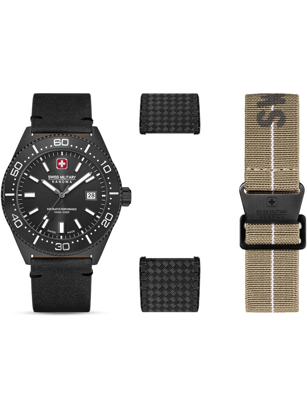 Swiss Military Hanowa Quarzuhr Swiss Military Hanowa SMWGB0004940-SET Herrenuhr Nomad Set 43mm 10ATM Swiss Military Hanowa SMWGB0004940-SET Herrenuhr Nomad Set 43mm 10ATM