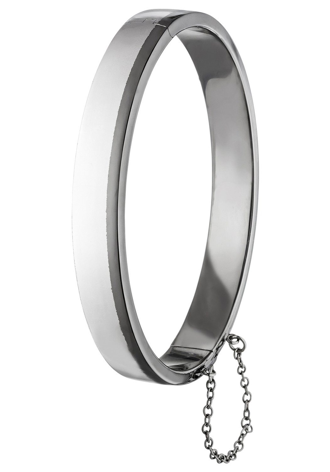 JOBO Armreif, oval 925 Silber mit schwarzem Streifen