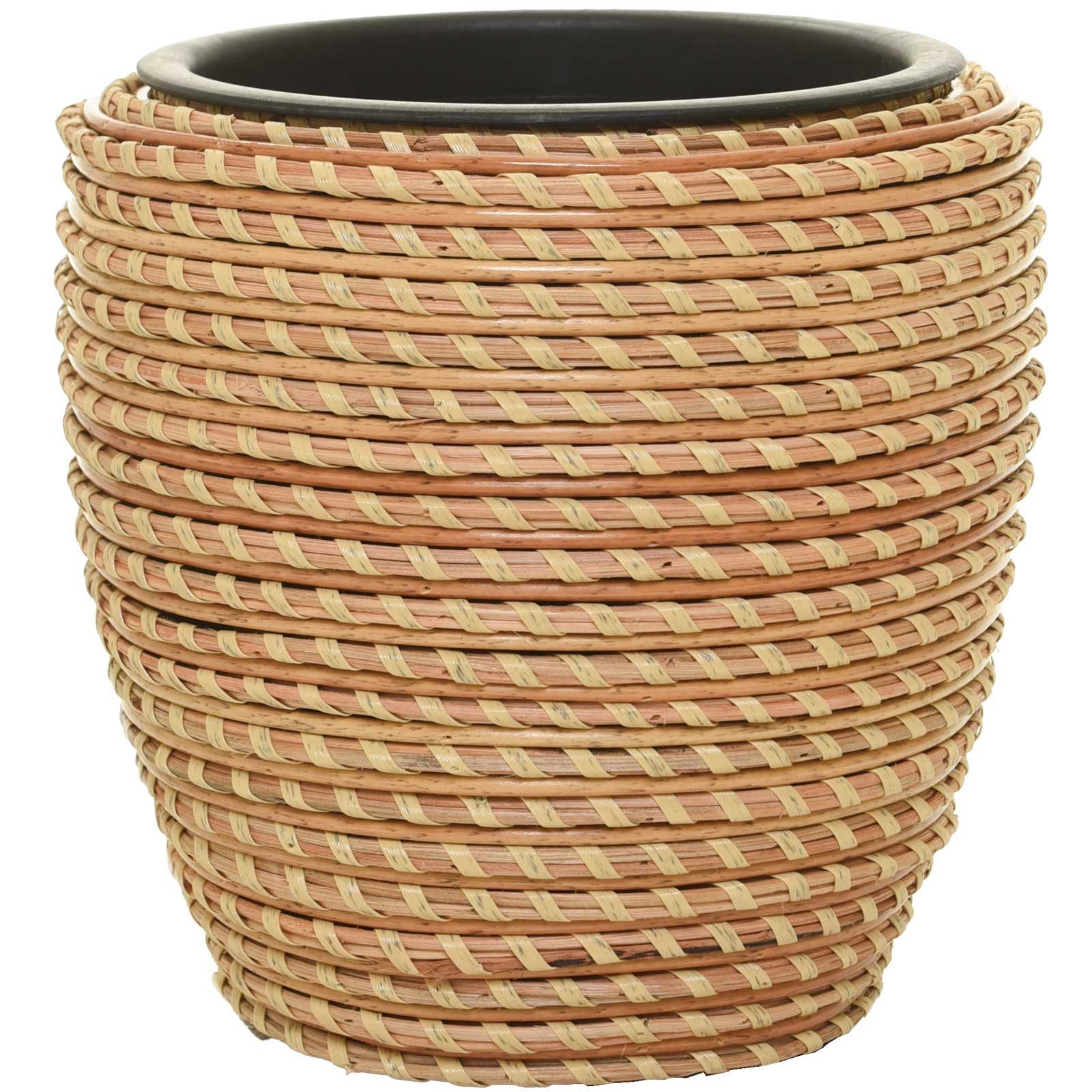 VIVANNO Blumentopf Rattan MASTELLO Rund