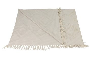 Wohndecke Webdecke Boho Stil Decke Sofadecke Plaid 130 x 170 Creme Makramee, Home-trends24.de