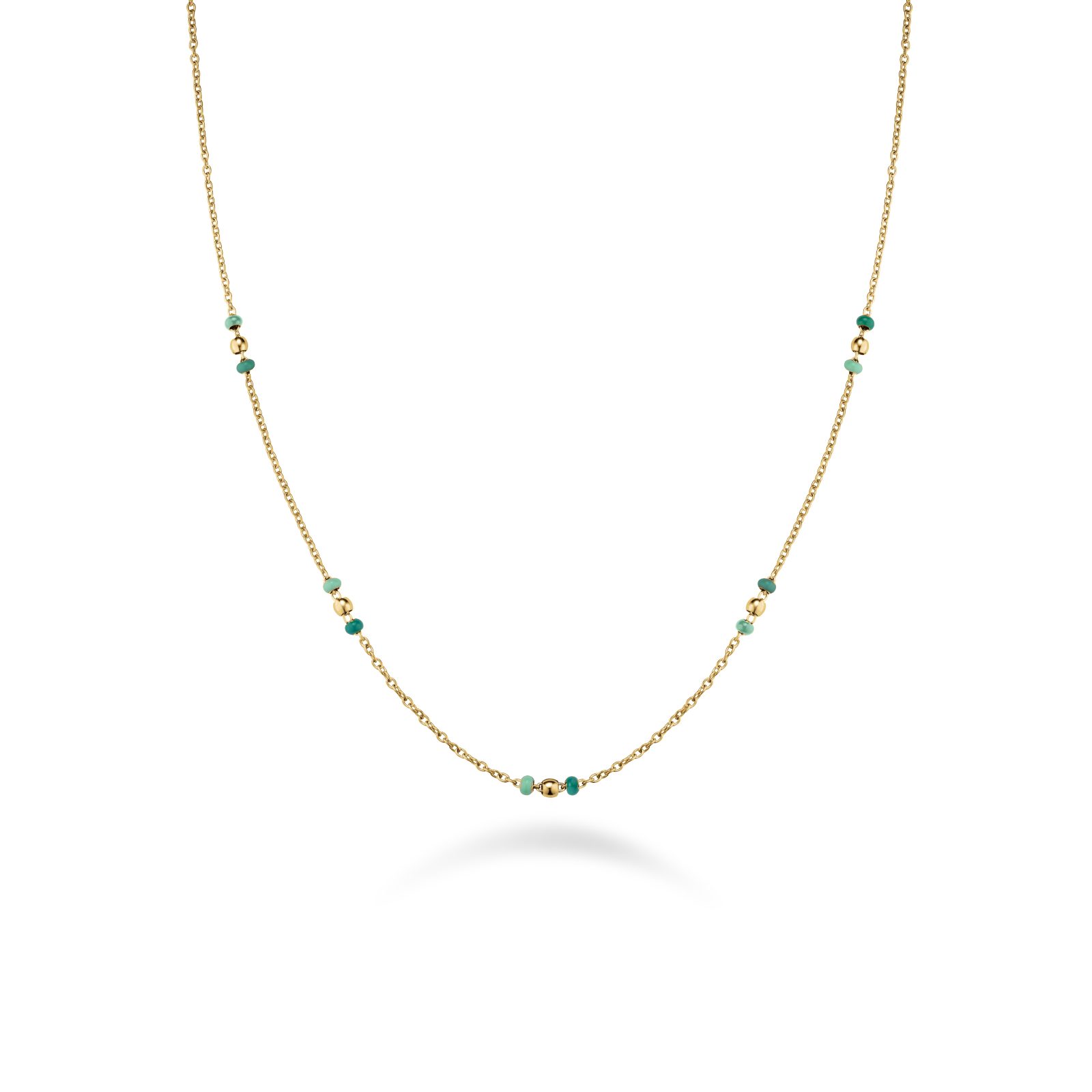 ROSEFIELD Edelstahlkette ROSEFIELD Emerald Dotted Necklace Smaragd-Punkt-Halskette Goldfarben