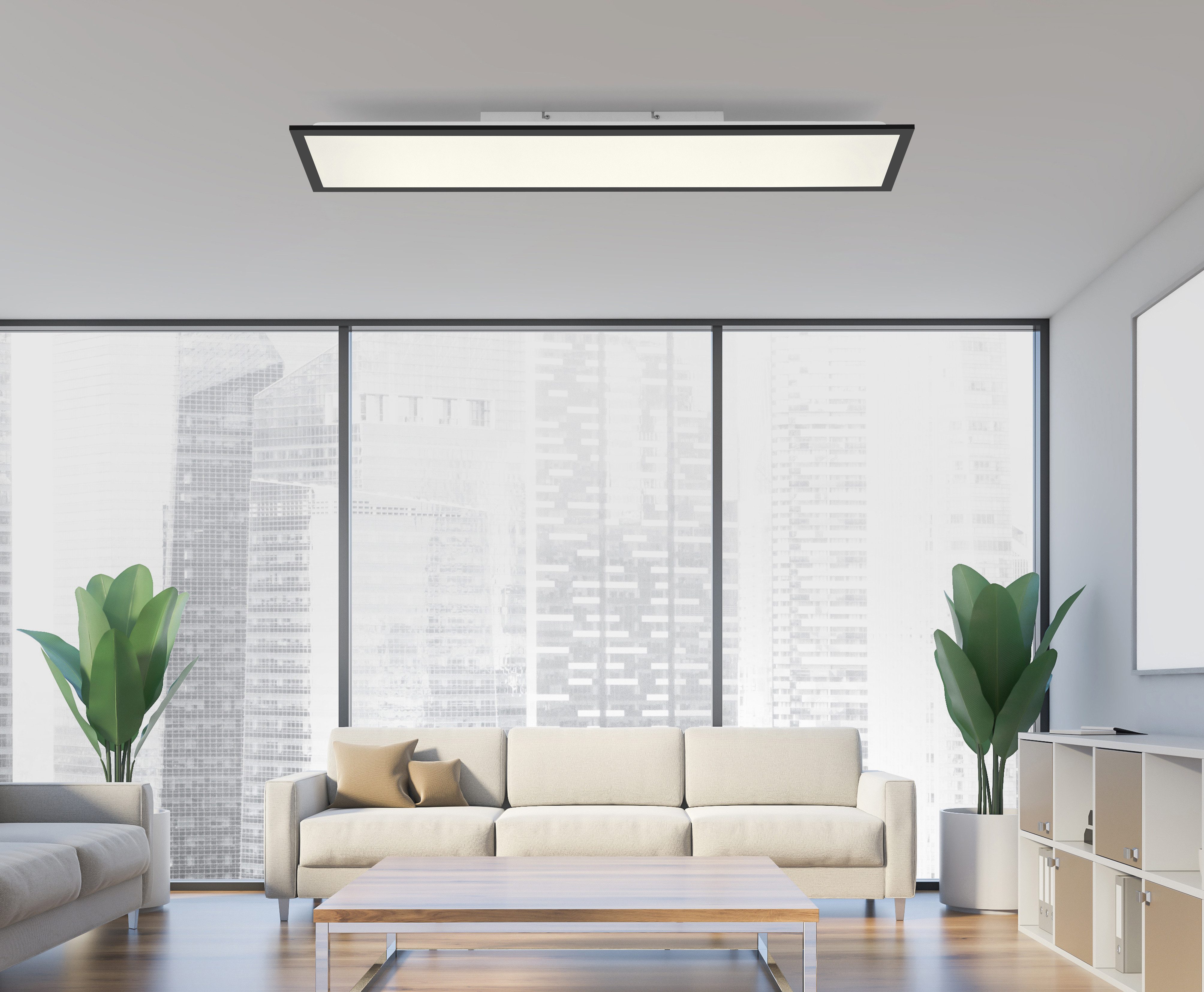JUST LIGHT LED Deckenleuchte FLAT, CCT - über Fernbedienung, LED fest integriert, warmweiß - kaltweiß