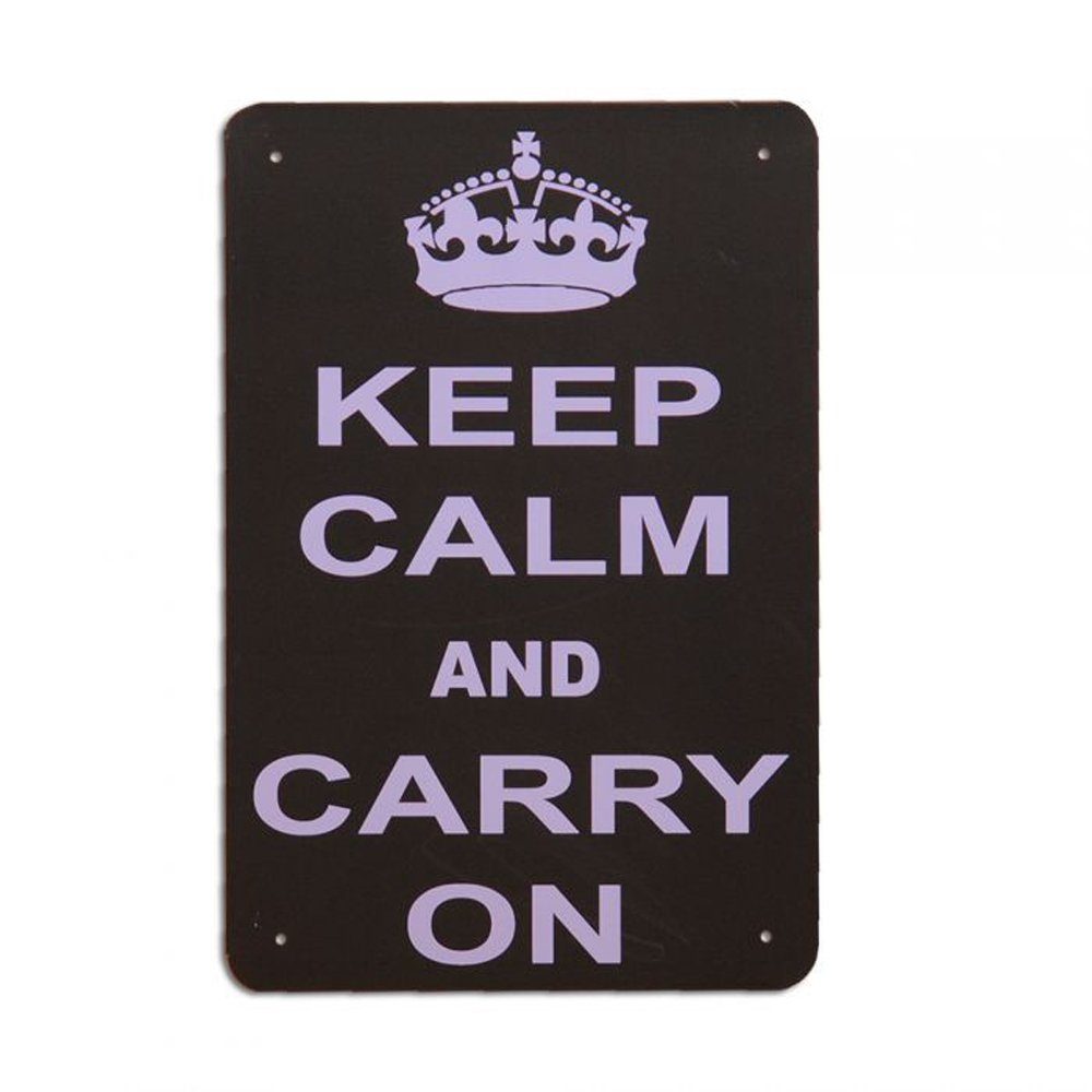 Metallbild Metallschild CARRY ON Vintage Schild im Retro-Design