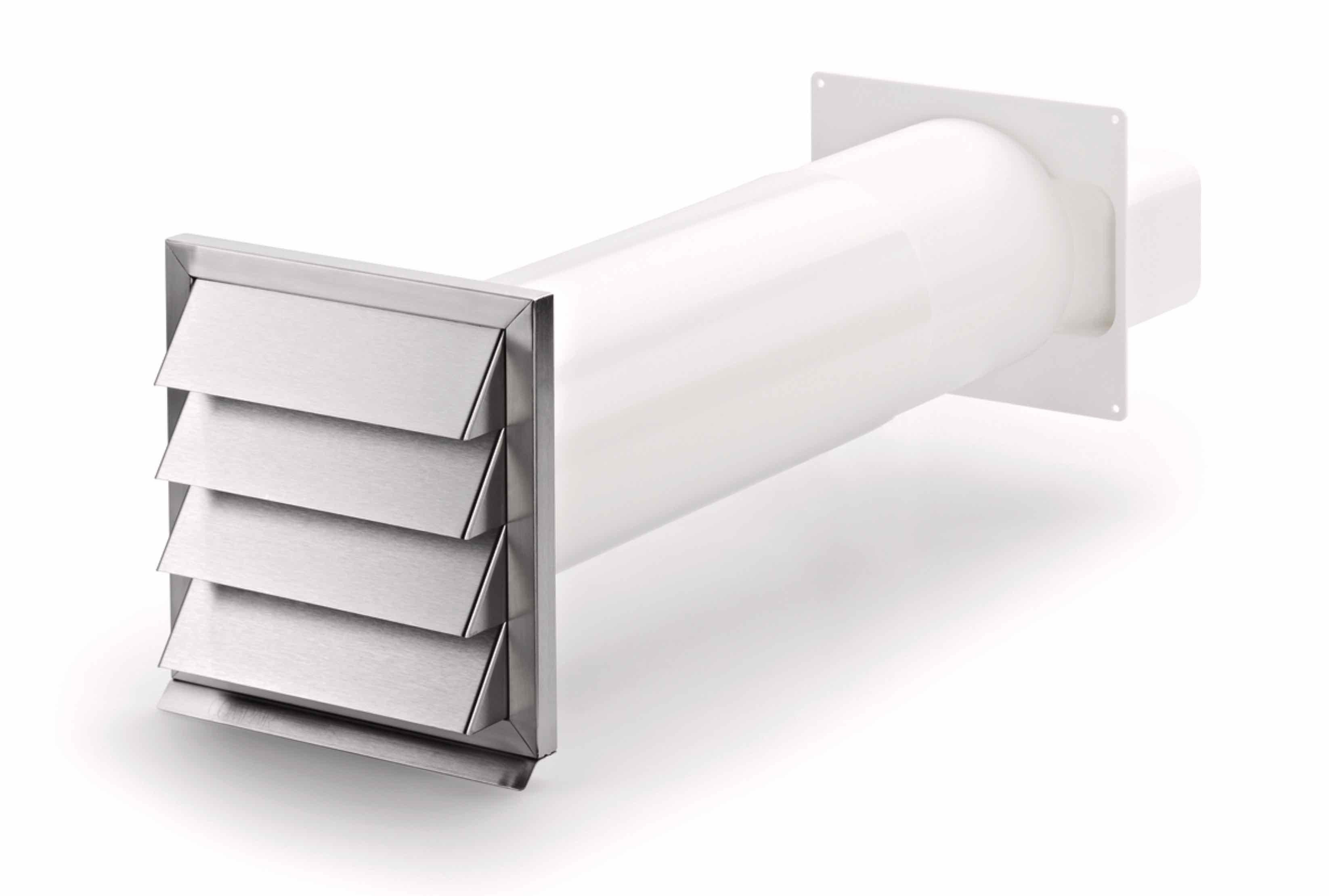 Naber Lüftungsschacht NABER Klima-E flow 125 Mauerkasten, Edelstahl/weiß, Flachkanaanschluß