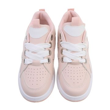 Ital-Design Kinder Low-Top Freizeit Sneaker Flach Freizeitschuhe in Altrosa