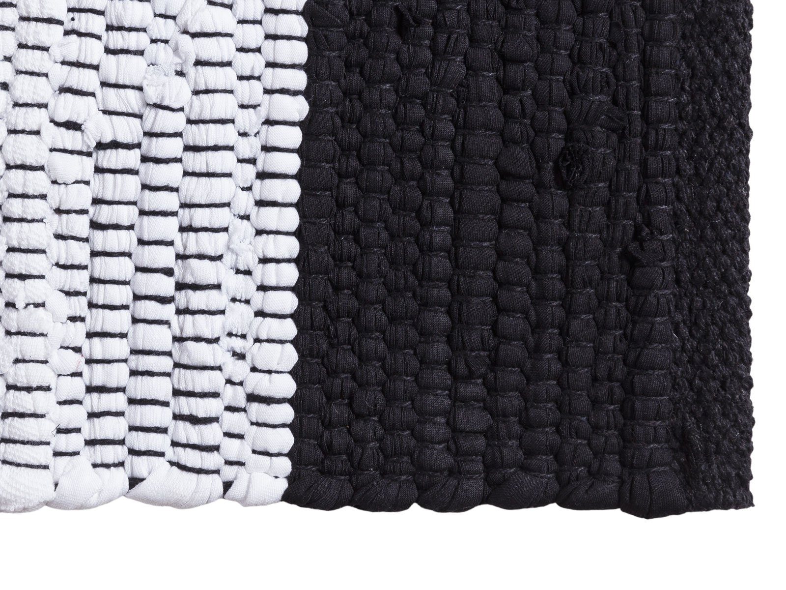 2er Badematte Teppich Baumwolle Minara 80x50 schwarz-weiß Badezimmerteppich Set groß Chindi,