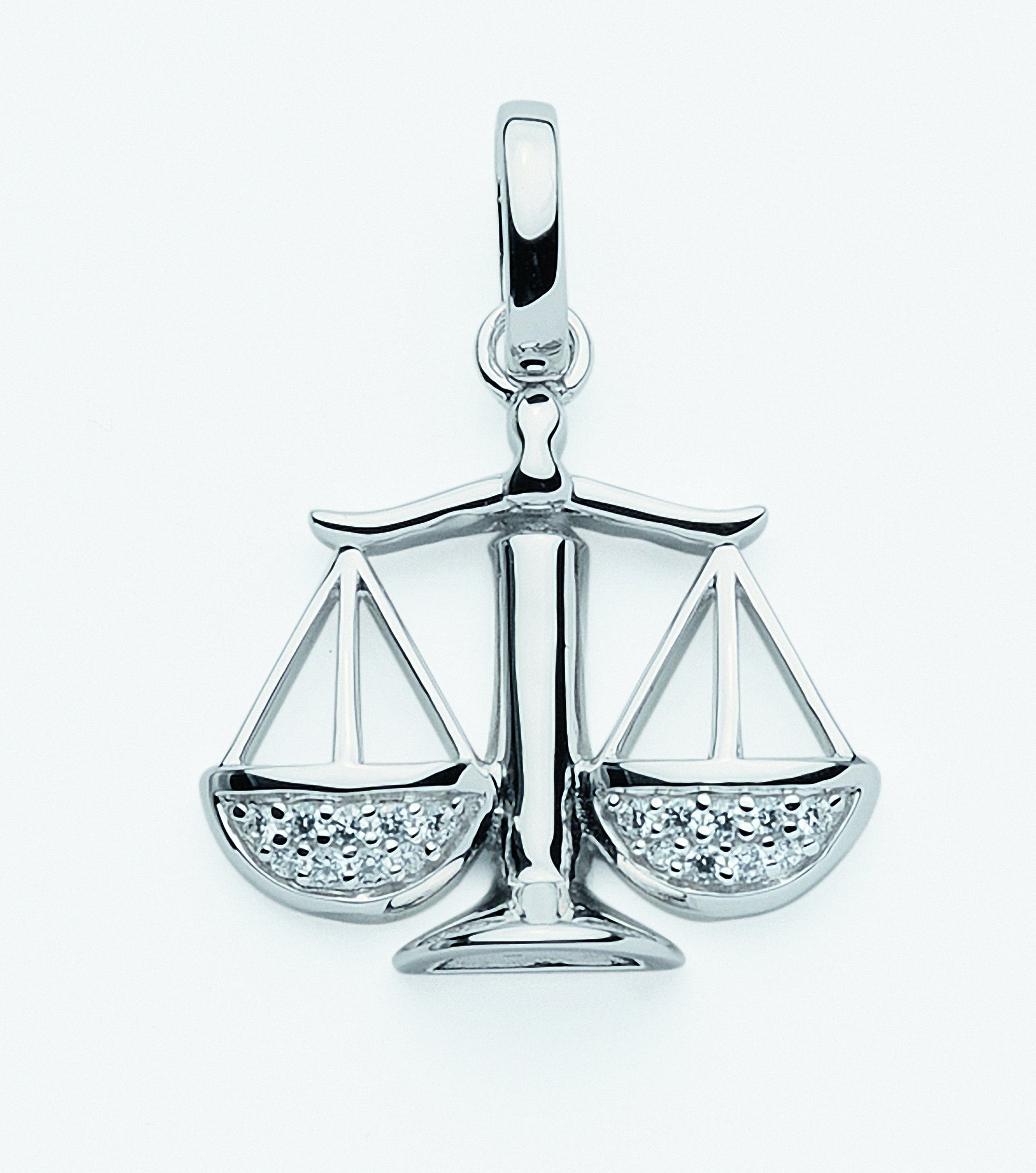 Adelia´s Kette mit Anhänger 925 Silber Sternzeichen Anhänger Waage mit Zirkonia, Schmuckset - Set mit Halskette | Silberketten