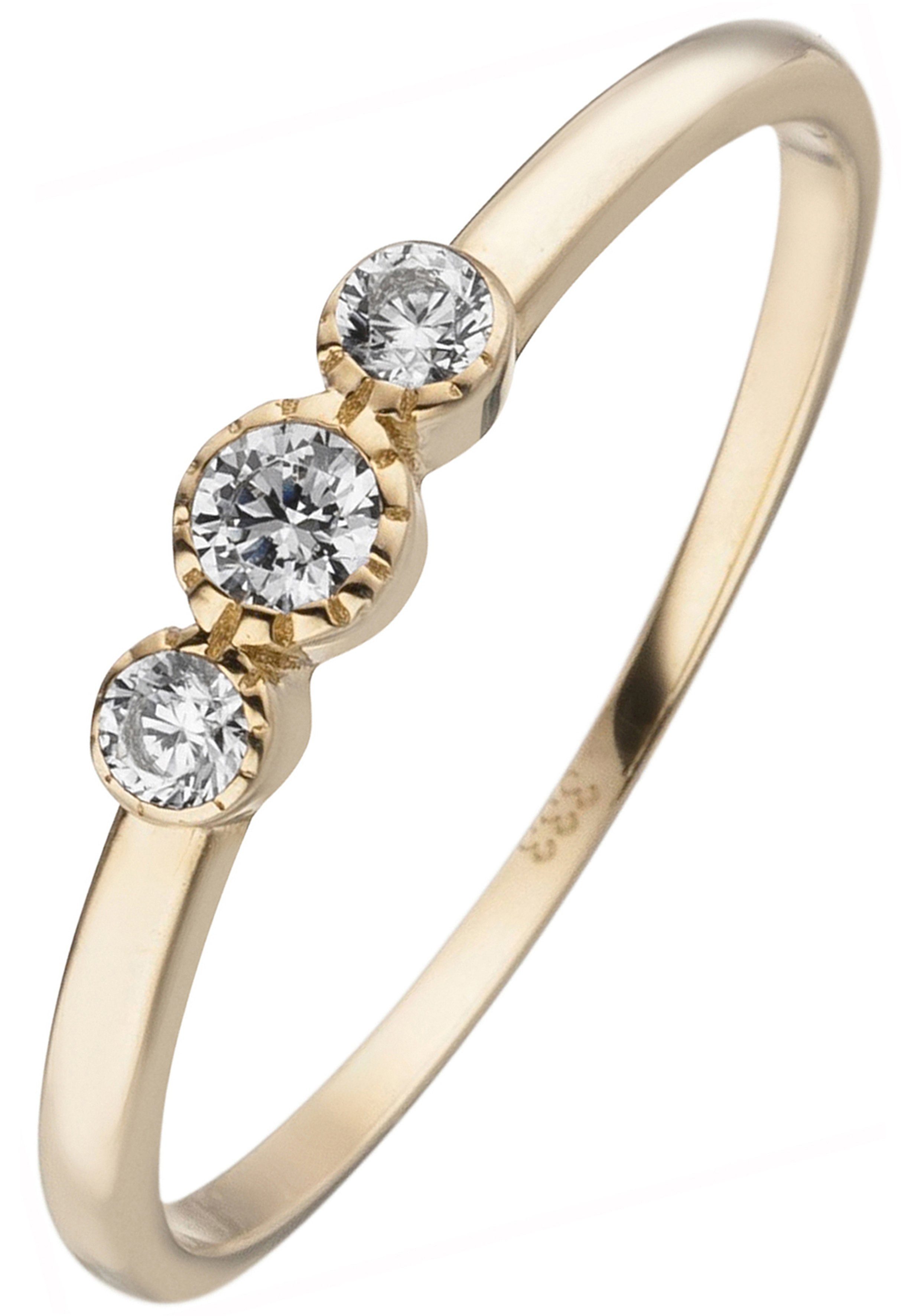 JOBO Fingerring, 333 Gold mit 3 Zirkonia günstig online kaufen