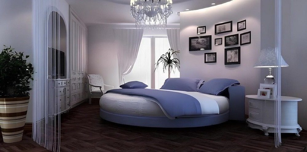 Xlmoebel Rundbett Luxuriöses rundes Polsterbett aus echtem Leder in modernem Design (Bett, Bett), Hergestellt in Europa