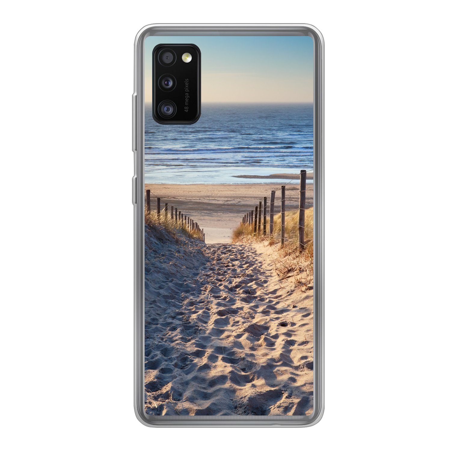 MuchoWow Handyhülle für Samsung Galaxy A41 Strand - Meer - Niederlande - Dünen - Sonne, Smartphone-Bumper, Print, Handy Schutzhülle Dünn