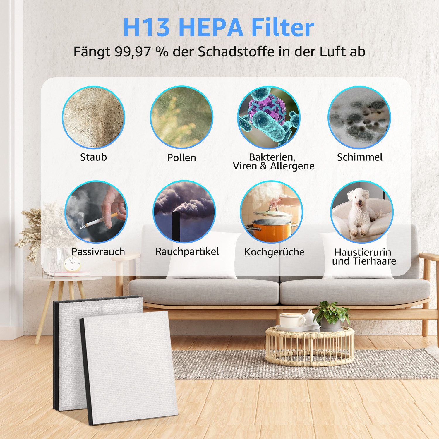 KNKA PRO Luftfilter HEPA-Luftfilter Ersatzfilter für KNKA pro AP3000 Luftreiniger, 3-stufige Filtersystem,Originalfilter 2er-Set,3600 Stunden reine Luft – Bild 3 von 3