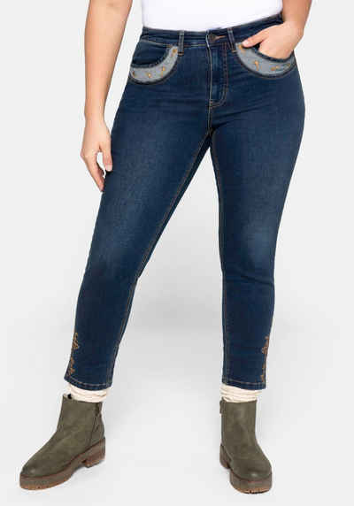 sheego Nadelstreifen Anzug-Hose Hose Damen Große Größen Kurzgröße Dunkelblau