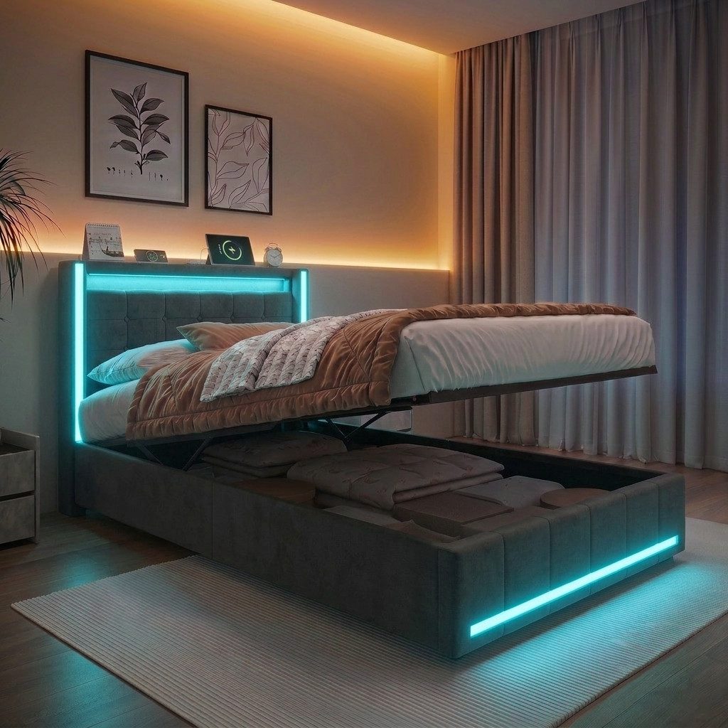 Polsterbett LED Doppelbett