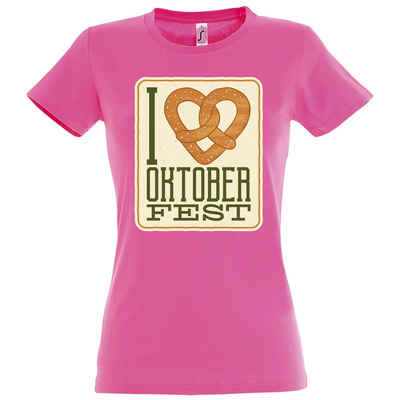 Youth Designz Print-Shirt I LOVE OKTOBERFEST Damen T-Shirt mit Fun-Look Brezel Aufdruck und Spruch