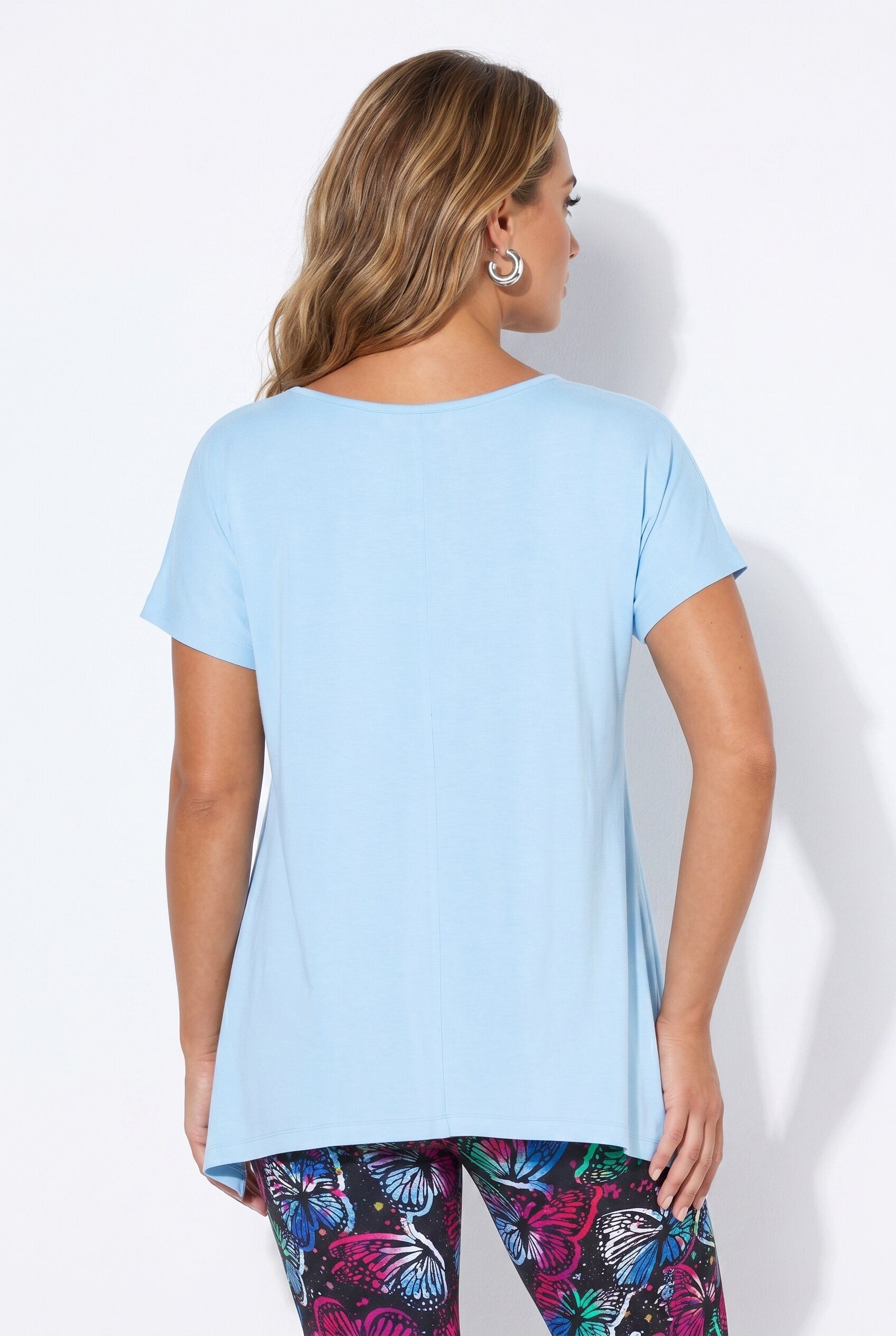 Angel of Style Longshirt Longshirt A-Linie Schmetterlinge Zipfelsaum