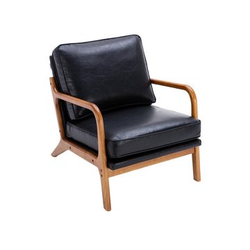 AUKWIK Sessel, PU Leder Loungesessel mit Holzbeinen, bis 136 kg Belastbar (1-St)