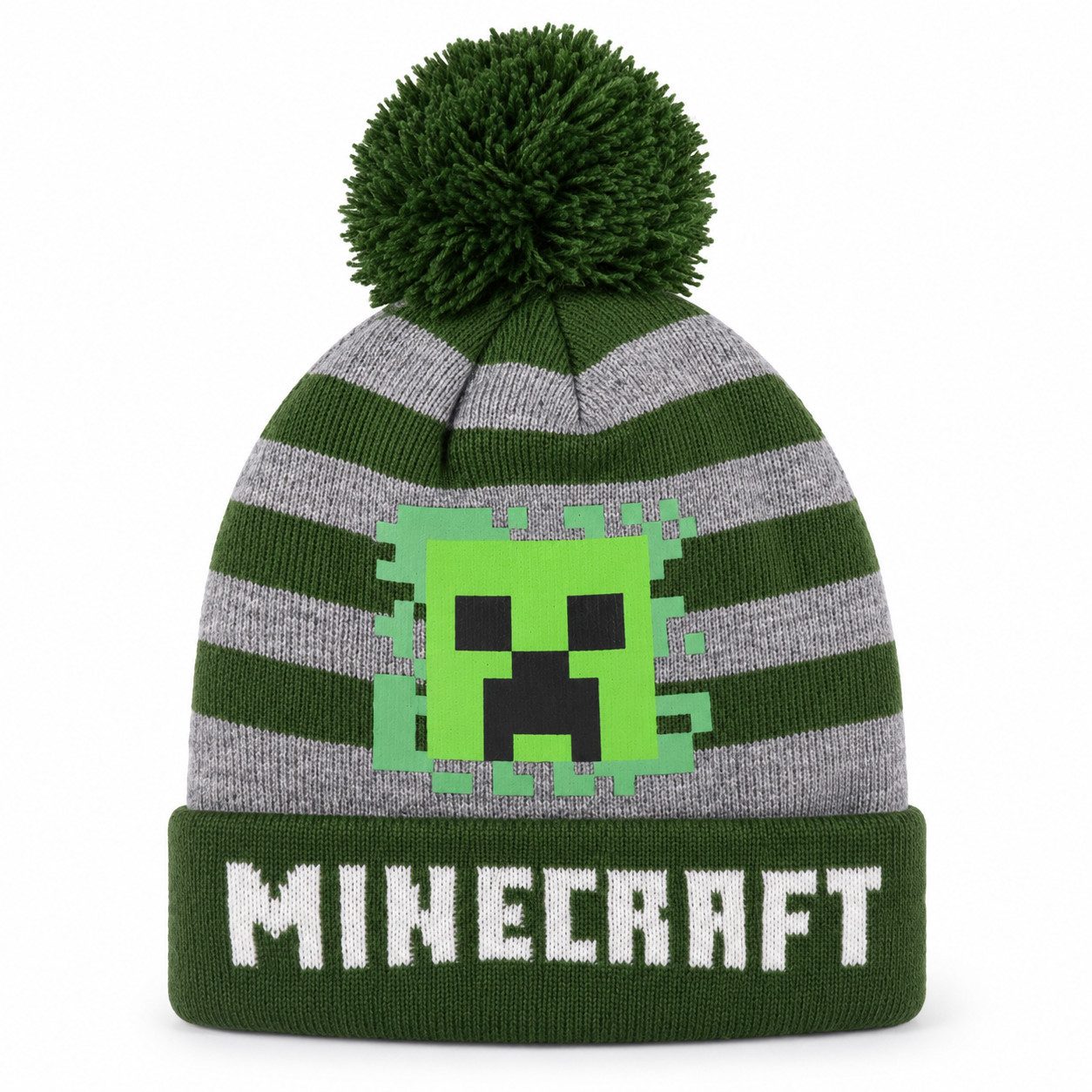 Minecraft Bommelmütze Minecraft Gamer Creeper Kinder Wintermütze Mütze Gr. 52 bis 54