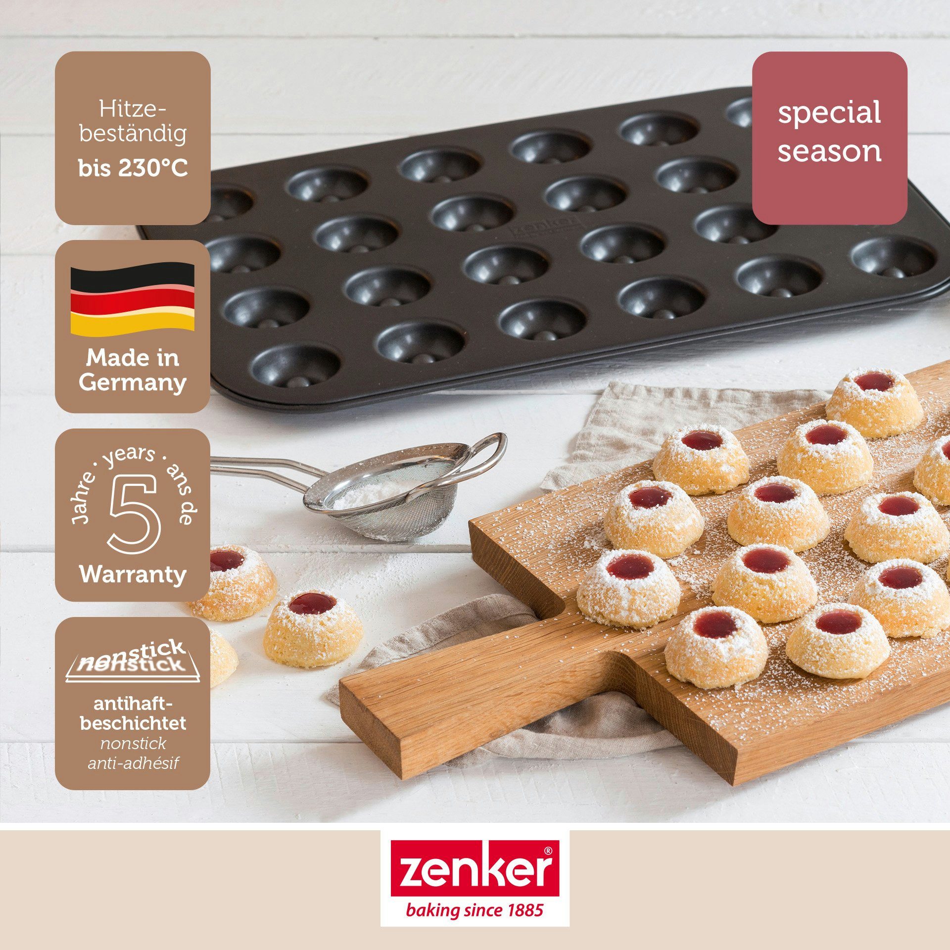 Zenker Backblech Husarenkrapfen-/Engelsaugenblech, 24er