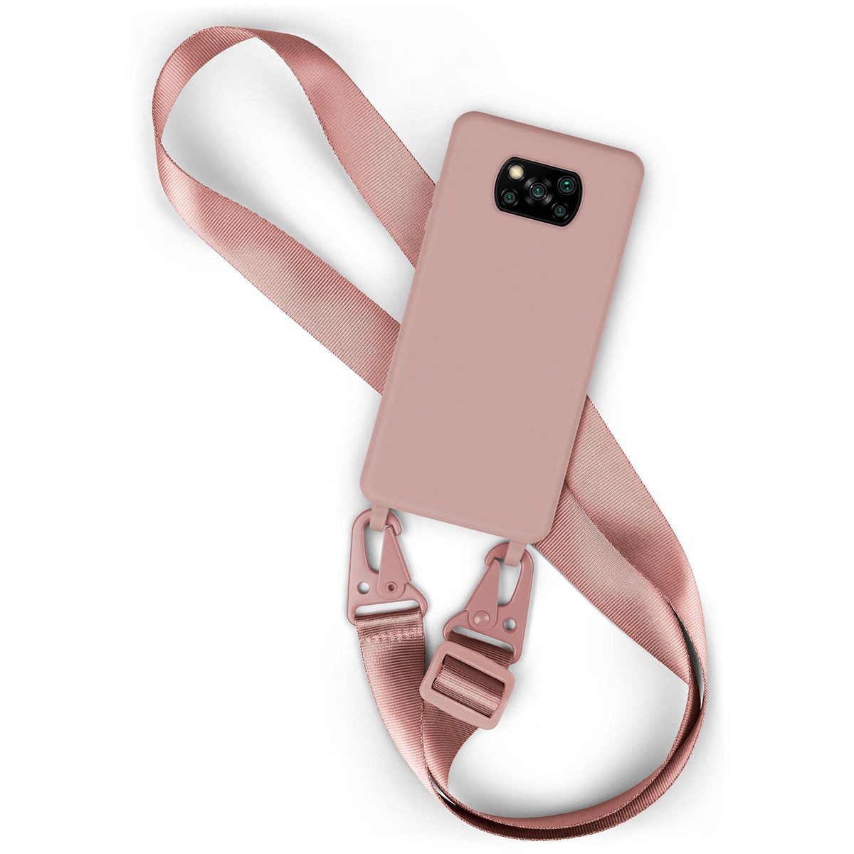moex Handykette für Poco X3 Pro Case zum Umhängen HoverCover Rosa 6,67 Zoll, Handyhülle mit Band Hülle Kette Breit Handyband abnehmbar Umhängehülle