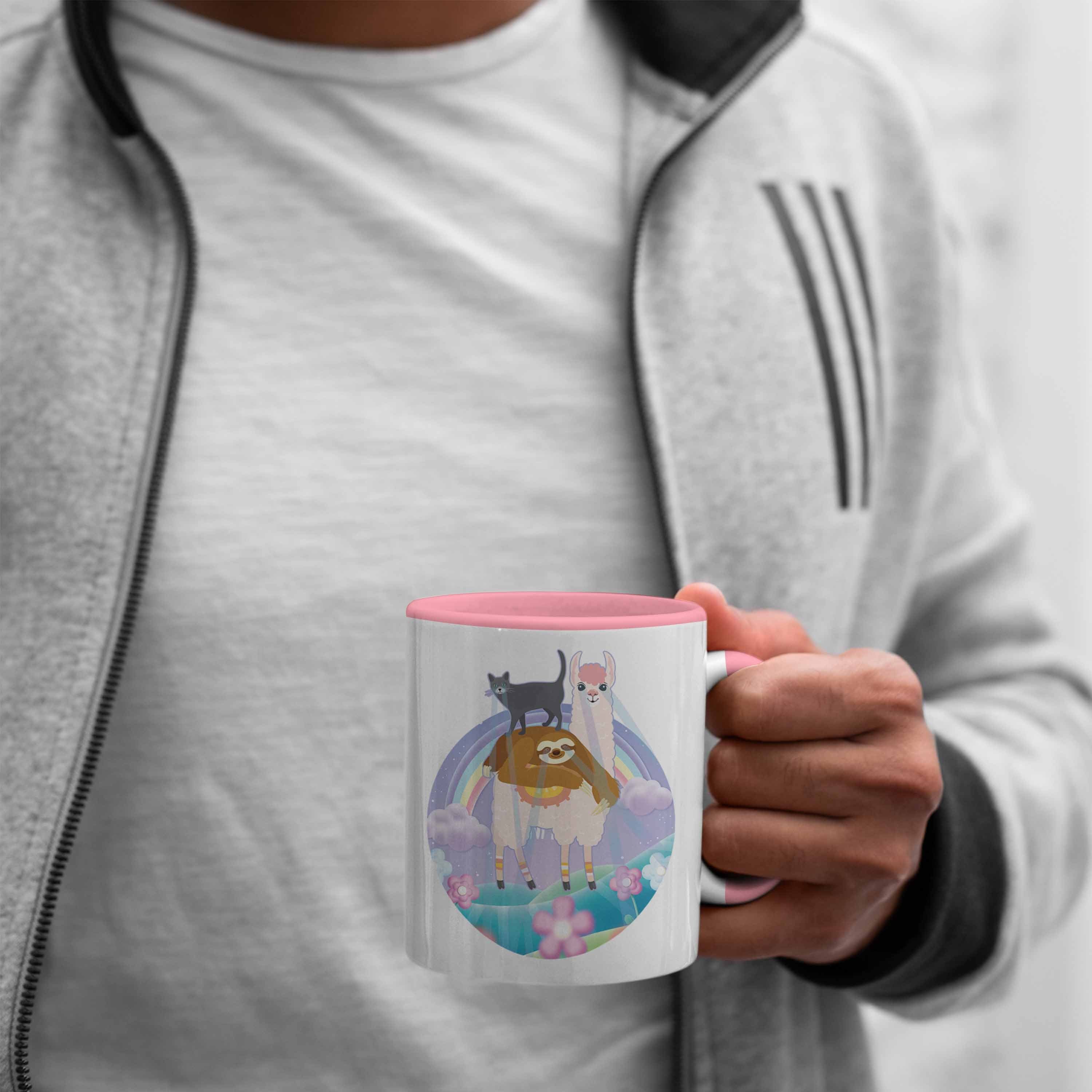 Llama Geschenkidee Verrückte Geschenk für Tasse Frauen Tasse Rosa Faultier - Katze Trendation Trendation