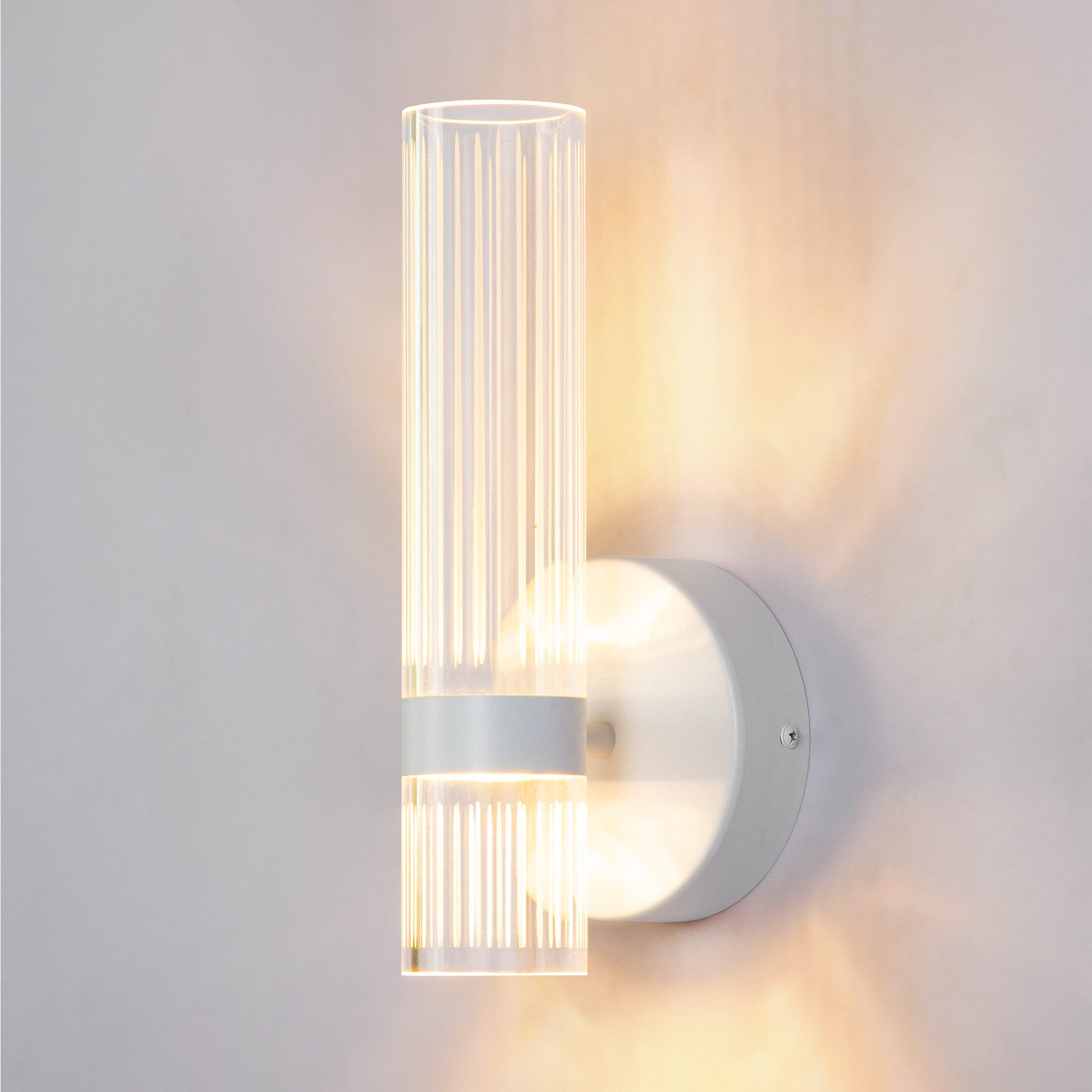 BlingBin LED Wandleuchte 6W Acryl Wandbeleuchtung Moderne Wandlampe Innen LED 600lm, Memory Funktion, LED fest integriert, Warmweiß, Kaltweiß, Neutralweiß, mit Geriffeltes Klarglas für Wohnzimmer, Flur und Treppen