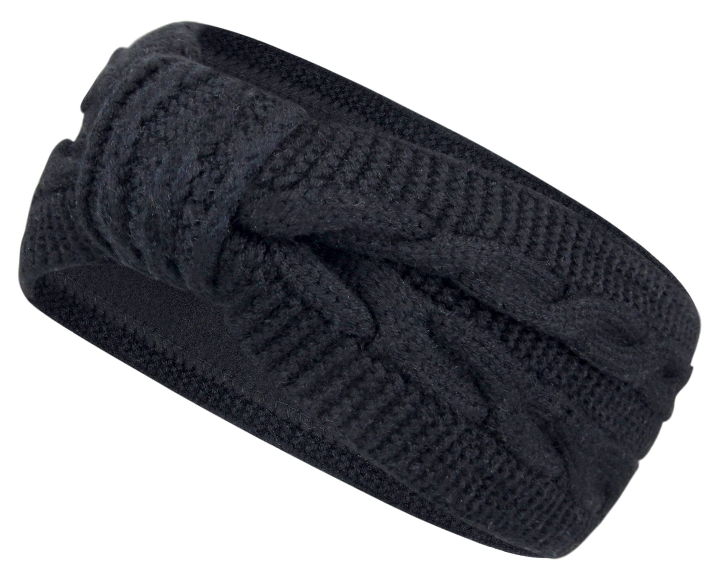 Frentree Stirnband Damen gestricktes Haarband mit Schleife und Zopfmuster, Mädchen Теплые наушники gefüttert mit weichem Fleece Innenfutter