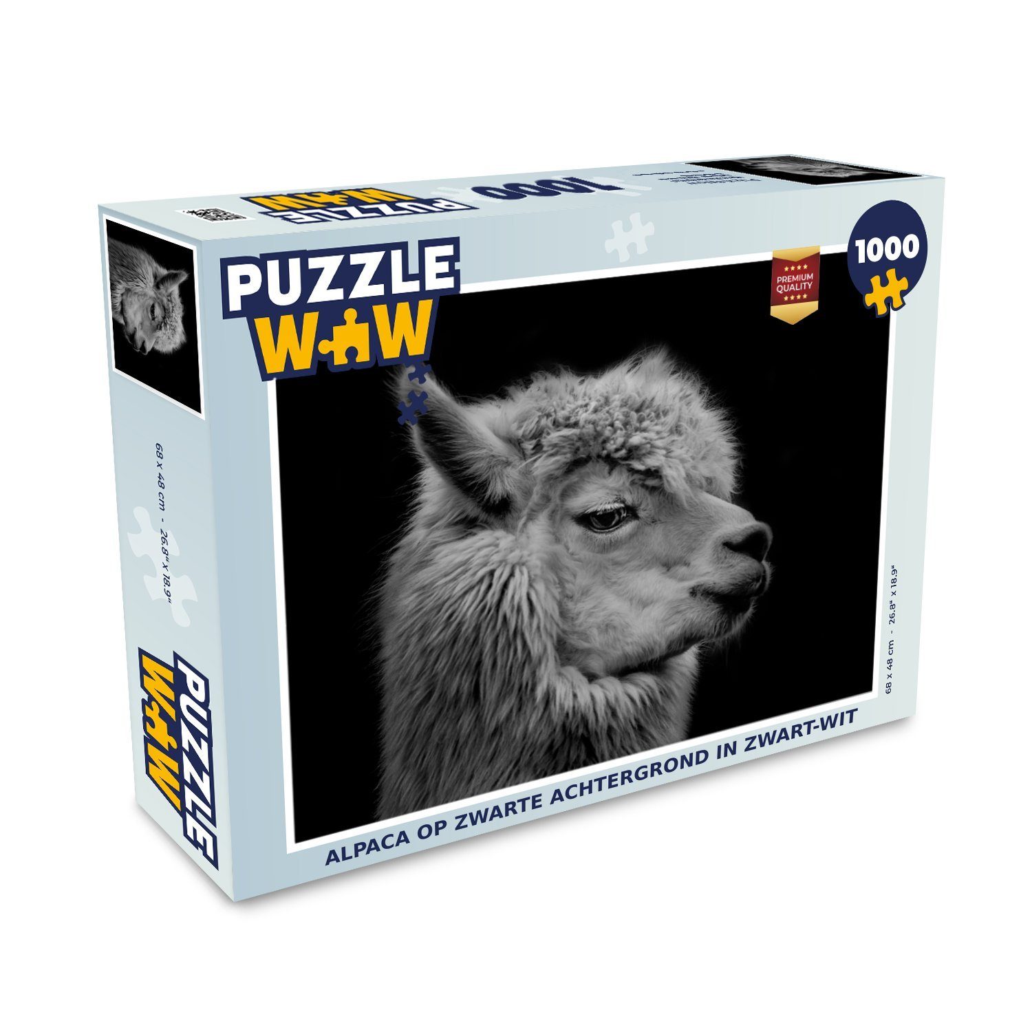 Puzzle Alpaka - Fell - Schwarz - Weiß