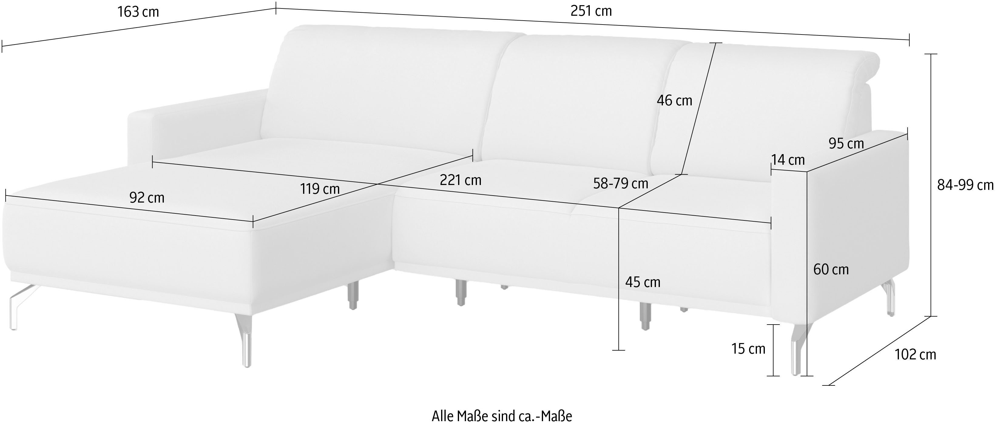 sit&more Ecksofa Vorziehsitz, Kopfteilverstellung wahlweise mit und motorisch Bailando