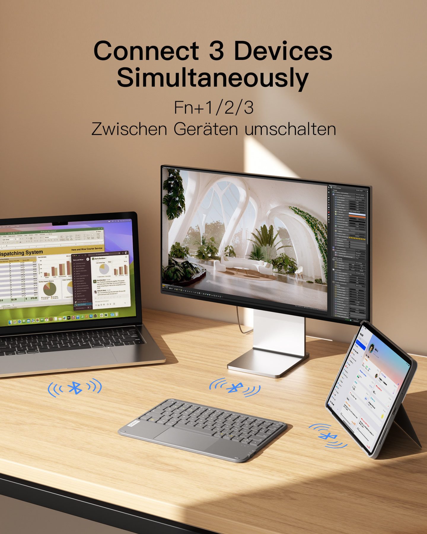 Inateck Ultraleichte für iPad/Tablet/Windows/Laptop/PC Tablet Tastatur mit Touchpad (Kabellose)
