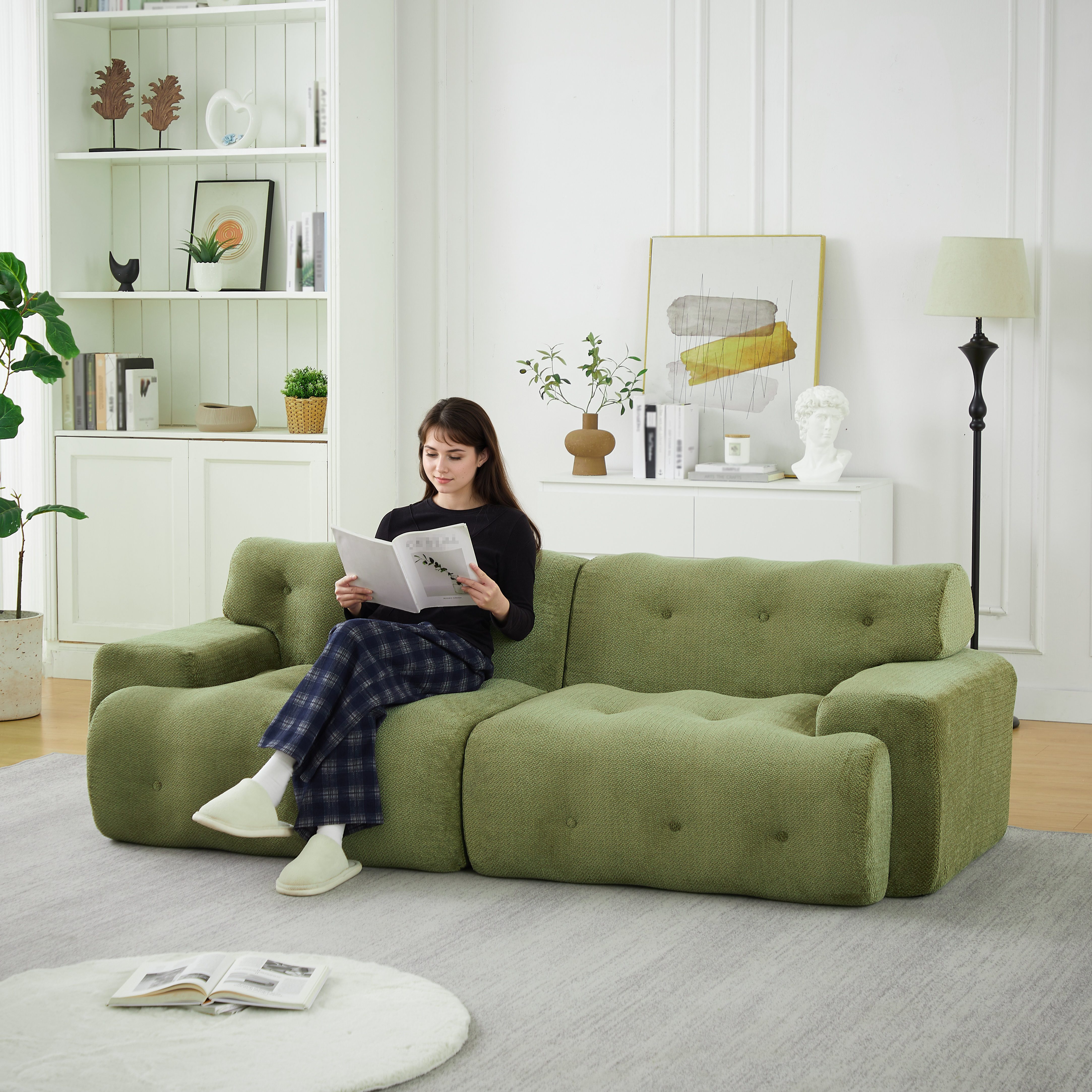 Odikalo 2-Sitzer Sofa Big Sofa, Wolkenförmiges, geschwungenes, übergroßes Doppelsofa mit breiten Armlehnen und modernem Design