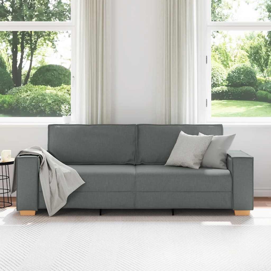 vidaXL Sofa 3-Sitzer-Sofa Dunkelgrau 220x78x84 cm Stoff, 1 Teile – Bild 3 von 5