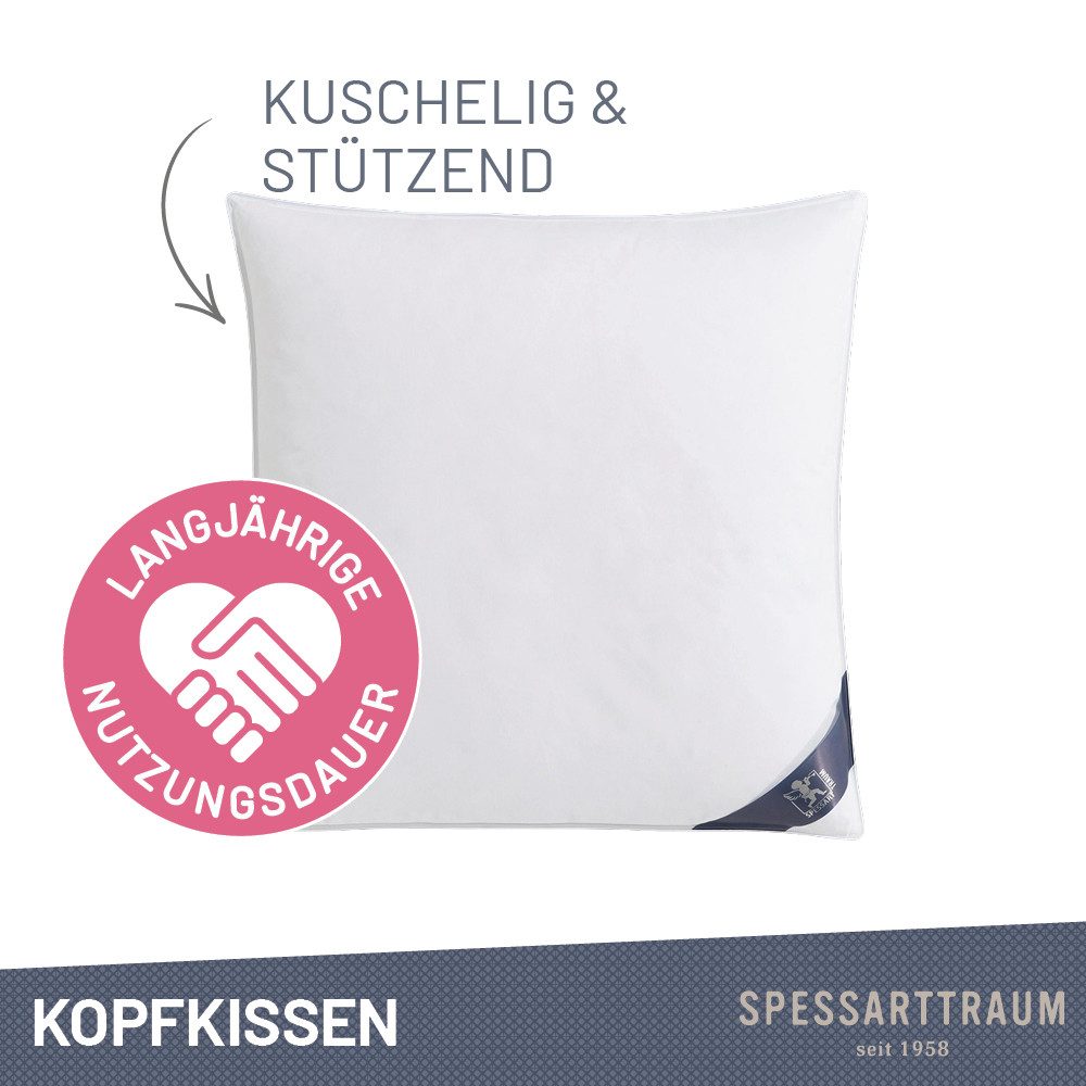 SPESSARTTRAUM Daunenkissen FIRST CLASS, Kopfkissen 1-tlg. oder 2-tlg. 40x80 oder 80x80 cm, Füllung: 90% Daunen, 10%Federn, Bezug: 100% Baumwolle, hergestellt in Deutschland, allergikerfreundlich, im Set günstiger
