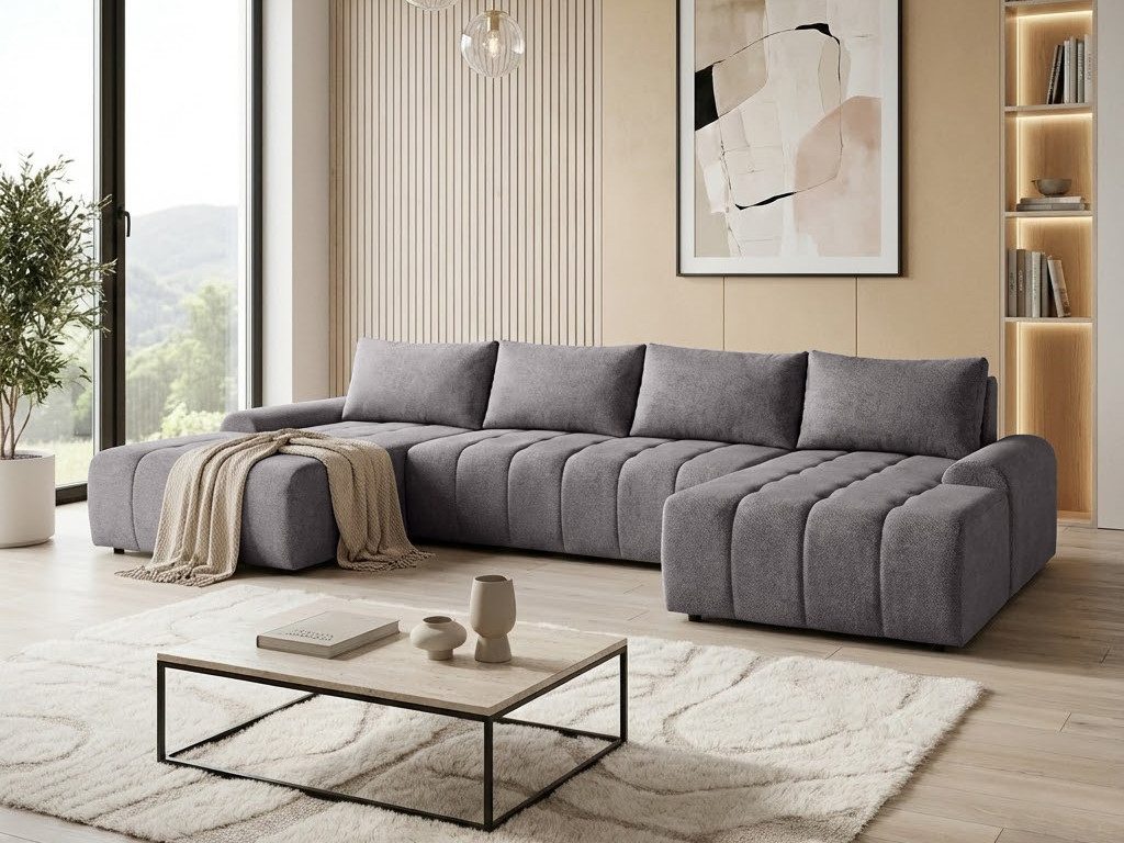 Beautysofa Ecksofa Costa U, inkl. Schlaffunktion, Bettkasten, modernes Lounge-Ecke für Wohnzimmer