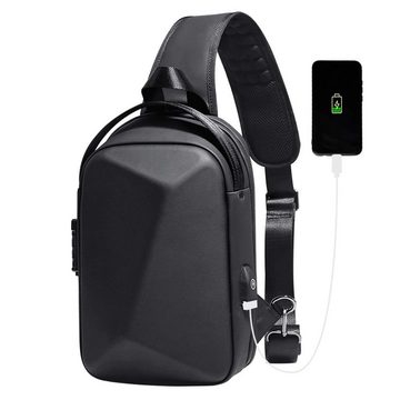 Einfach Umhängetasche Herren-Umhängetasche, diebstahlsichere Brusttasche für Kurztrips (Wasserdichte Ipad-Wochenendtasche für Reisen und Wandern), Multifunktionale, diebstahlsichere Hartschalentasche mit USB-Aufladung